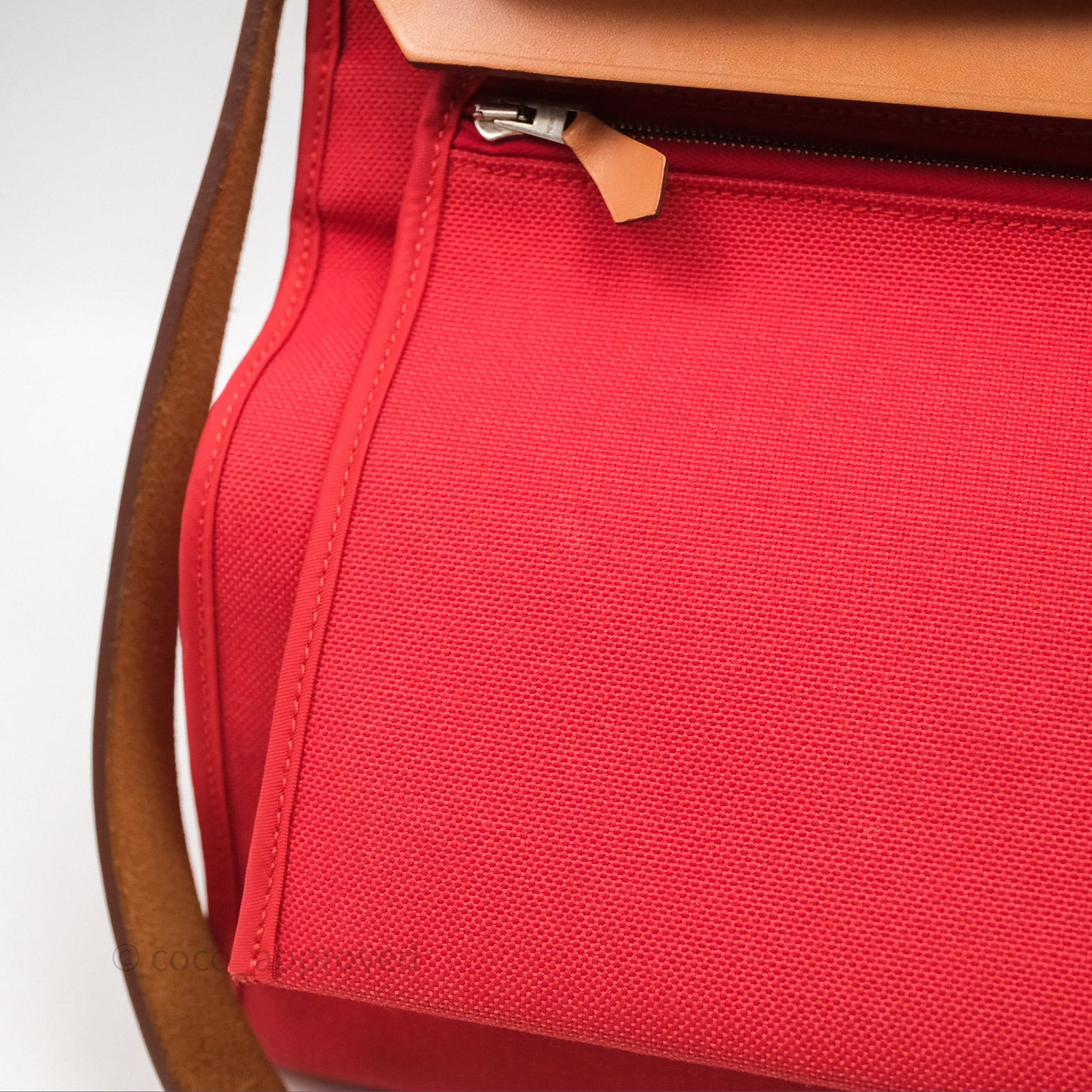 Hermès Herbag Zip 39 Red/Natural Canvas Palladium Hardware