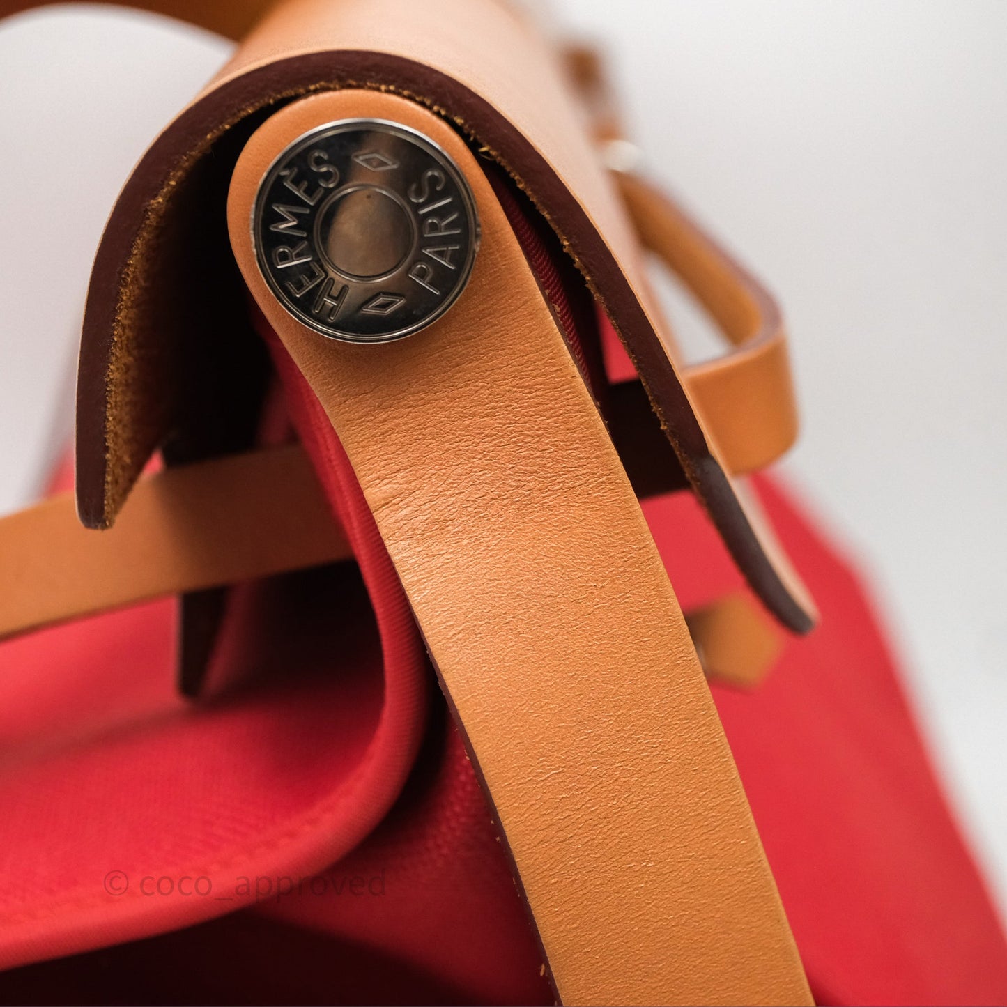 Hermès Herbag Zip 39 Red/Natural Canvas Palladium Hardware