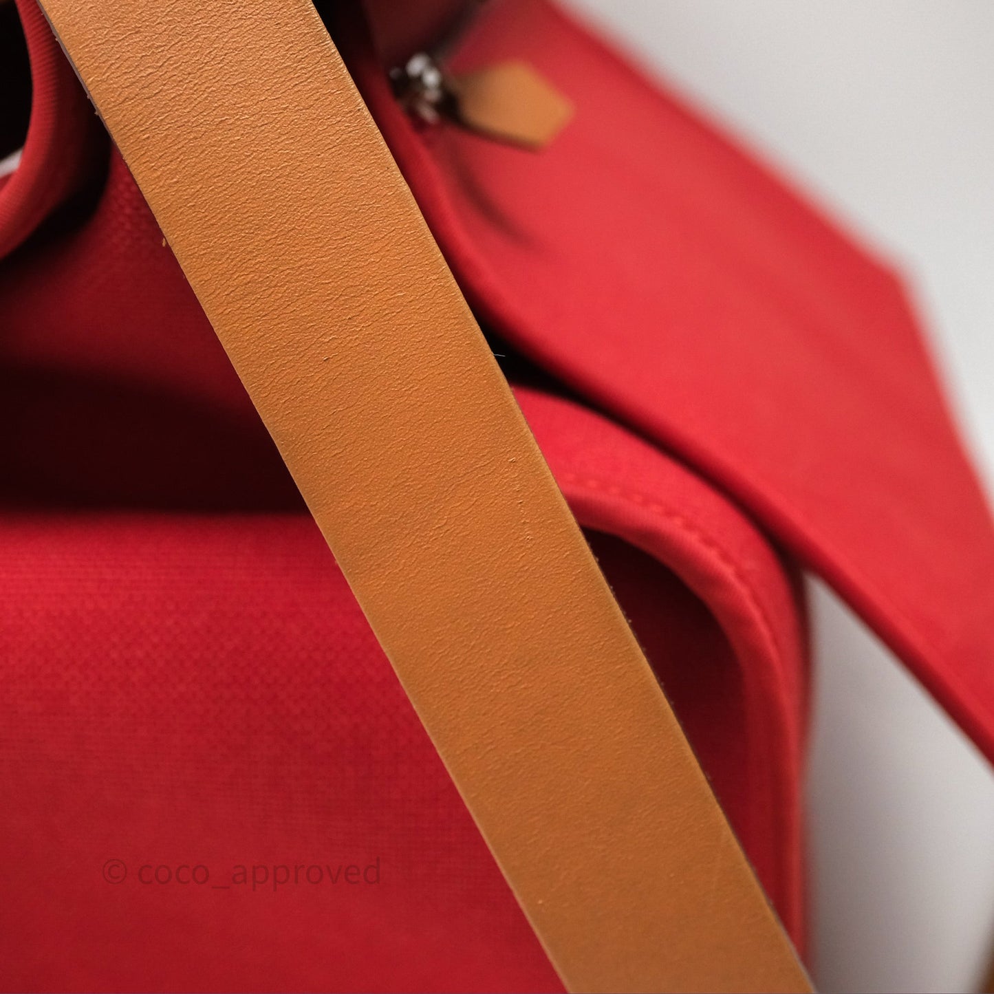 Hermès Herbag Zip 39 Red/Natural Canvas Palladium Hardware