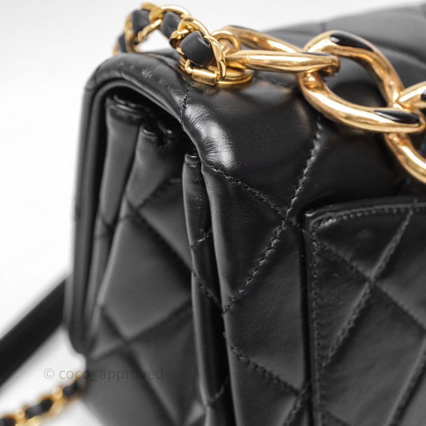 Chanel Quilted Color Match Flap Black Lambskin Gold Hardware