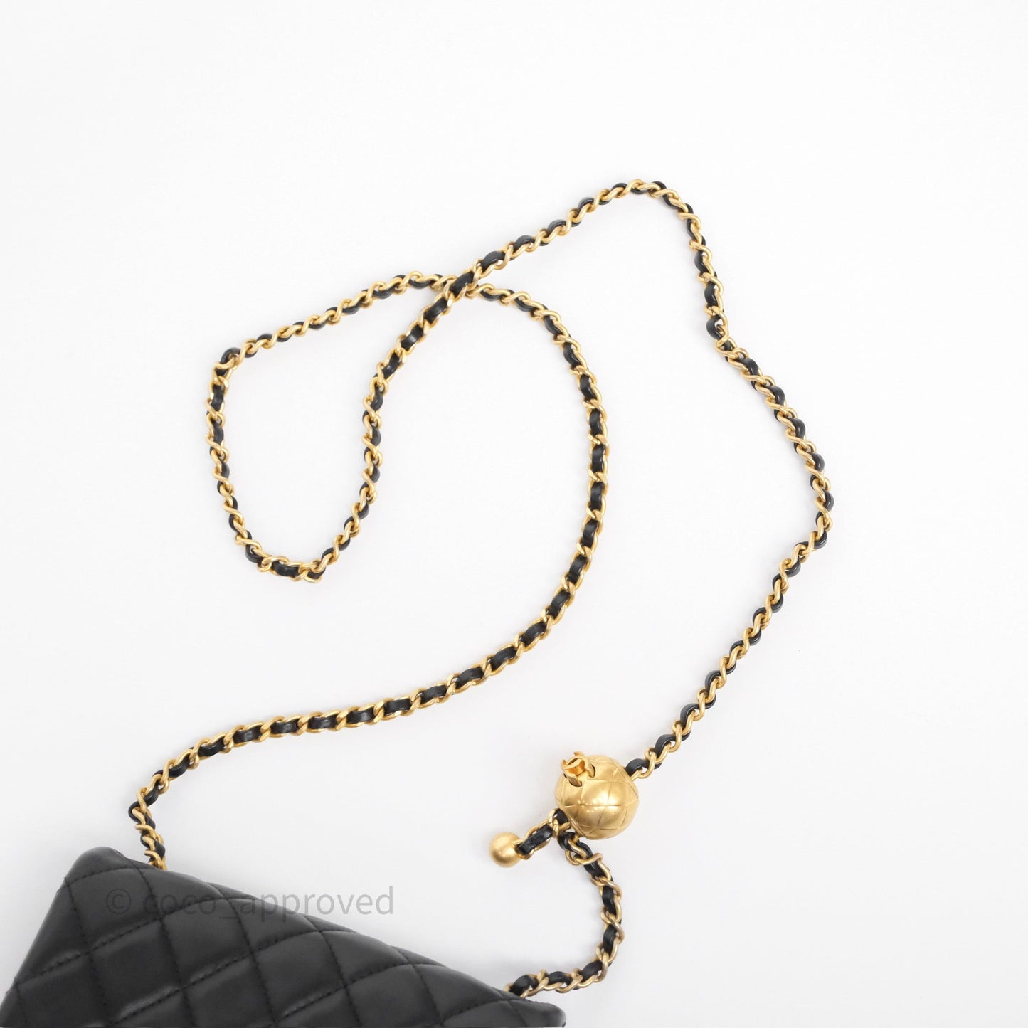 Chanel Pearl Crush Mini Square Quilted Black Lambskin Aged Gold Hardware
