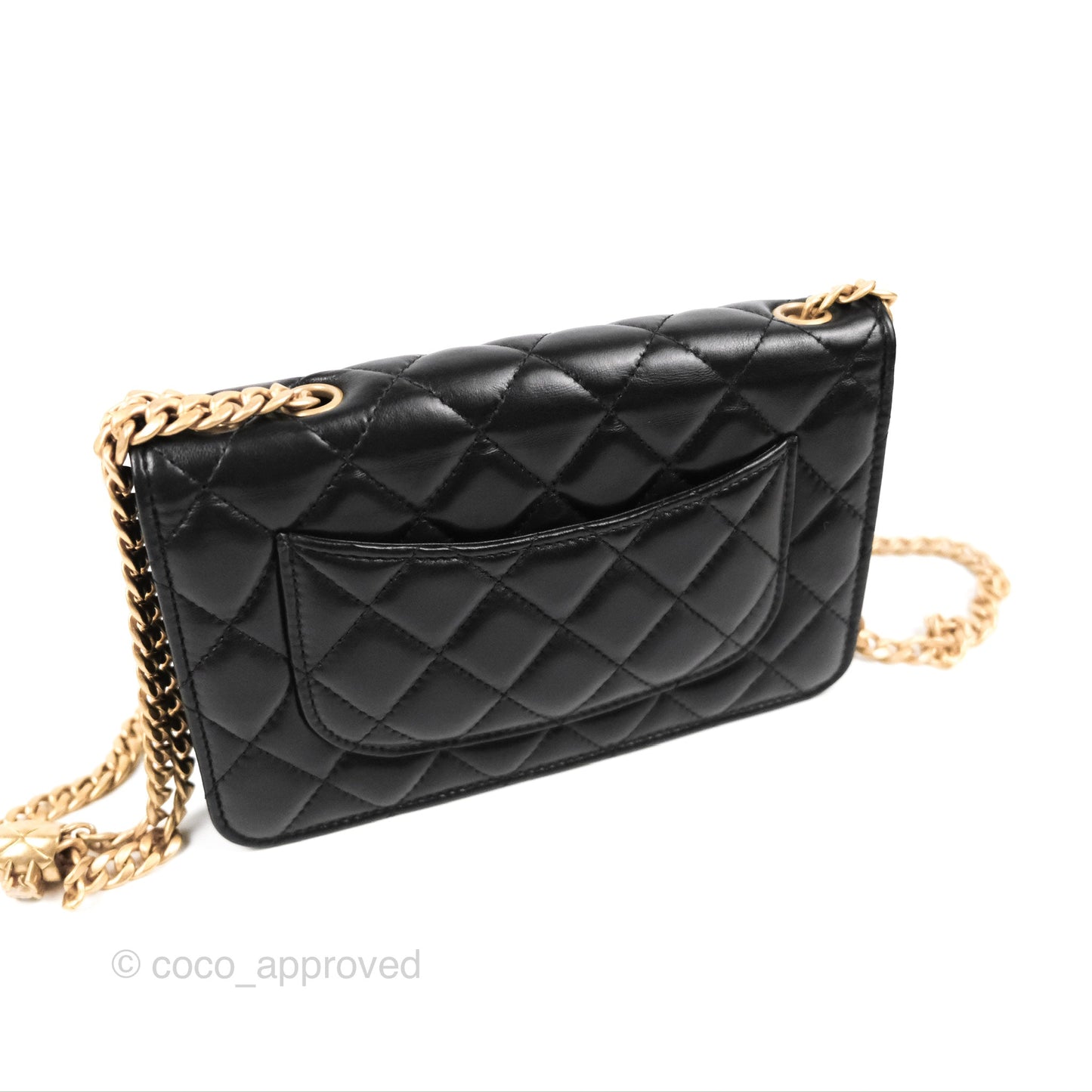 Chanel Quilted Wallet on Chain WOC Adjustable Chain Black Lambskin 22K