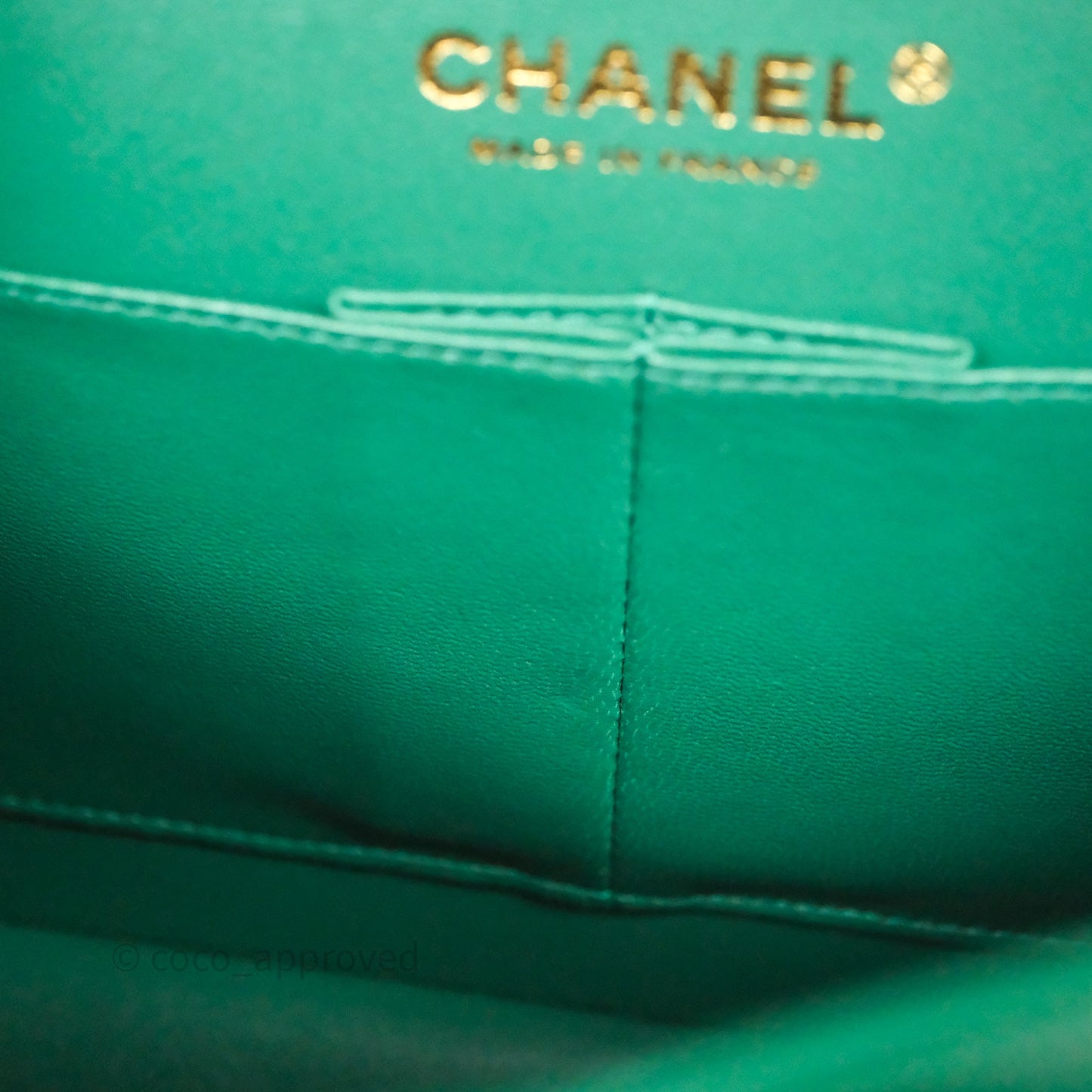 Chanel Classic M/L Medium Flap Quilted Green Lambskin Gold Hardware