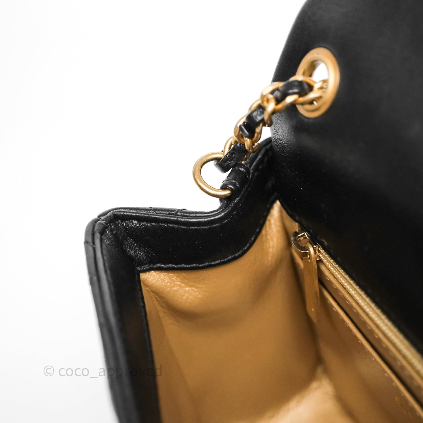 Chanel Pearl Crush Mini Square Quilted Black Lambskin Aged Gold Hardware