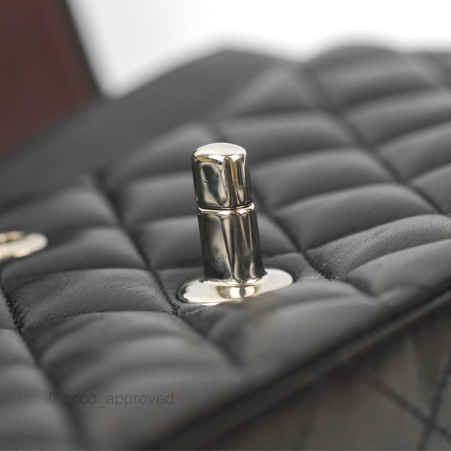 Chanel Classic M/L Medium Flap Quilted Black Lambskin Silver Hardware