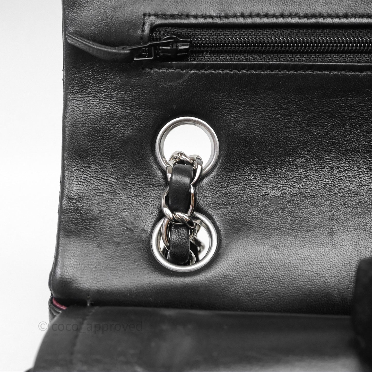 Chanel Classic M/L Medium Flap Quilted Black Lambskin Silver Hardware