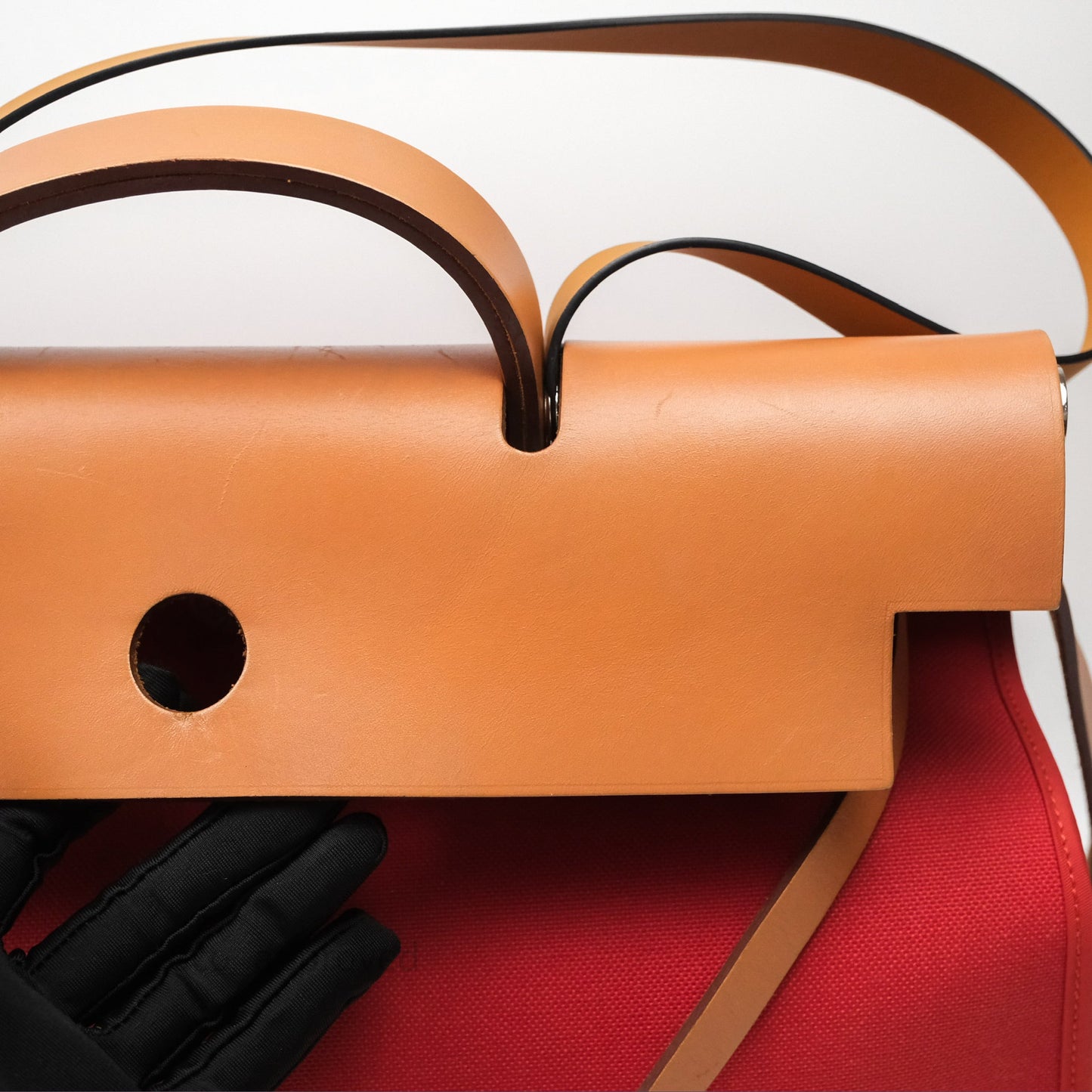 Hermès Herbag Zip 39 Red/Natural Canvas Palladium Hardware