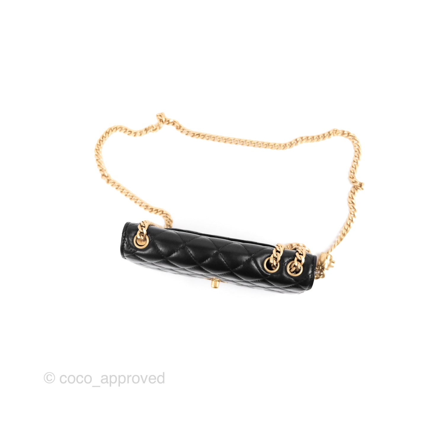 Chanel Quilted Wallet on Chain WOC Adjustable Chain Black Lambskin 22K