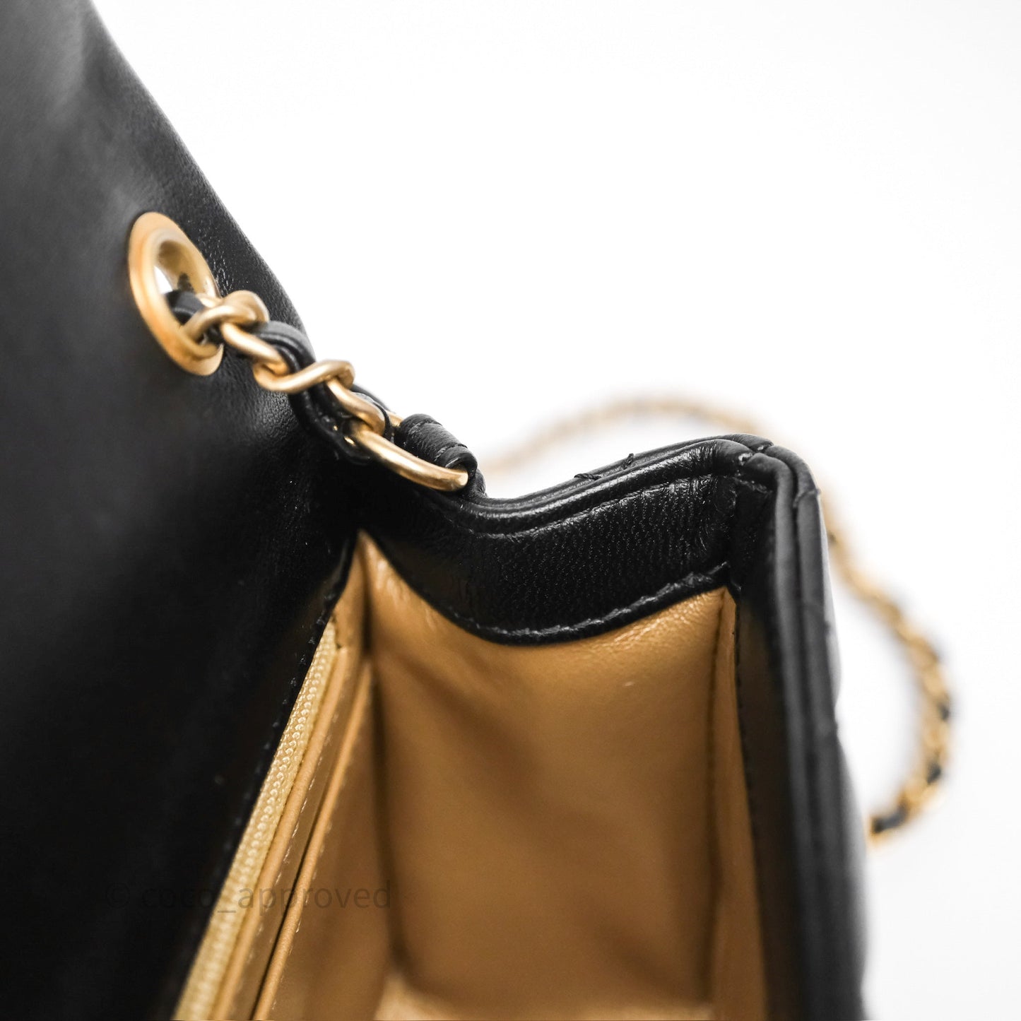 Chanel Pearl Crush Mini Square Quilted Black Lambskin Aged Gold Hardware