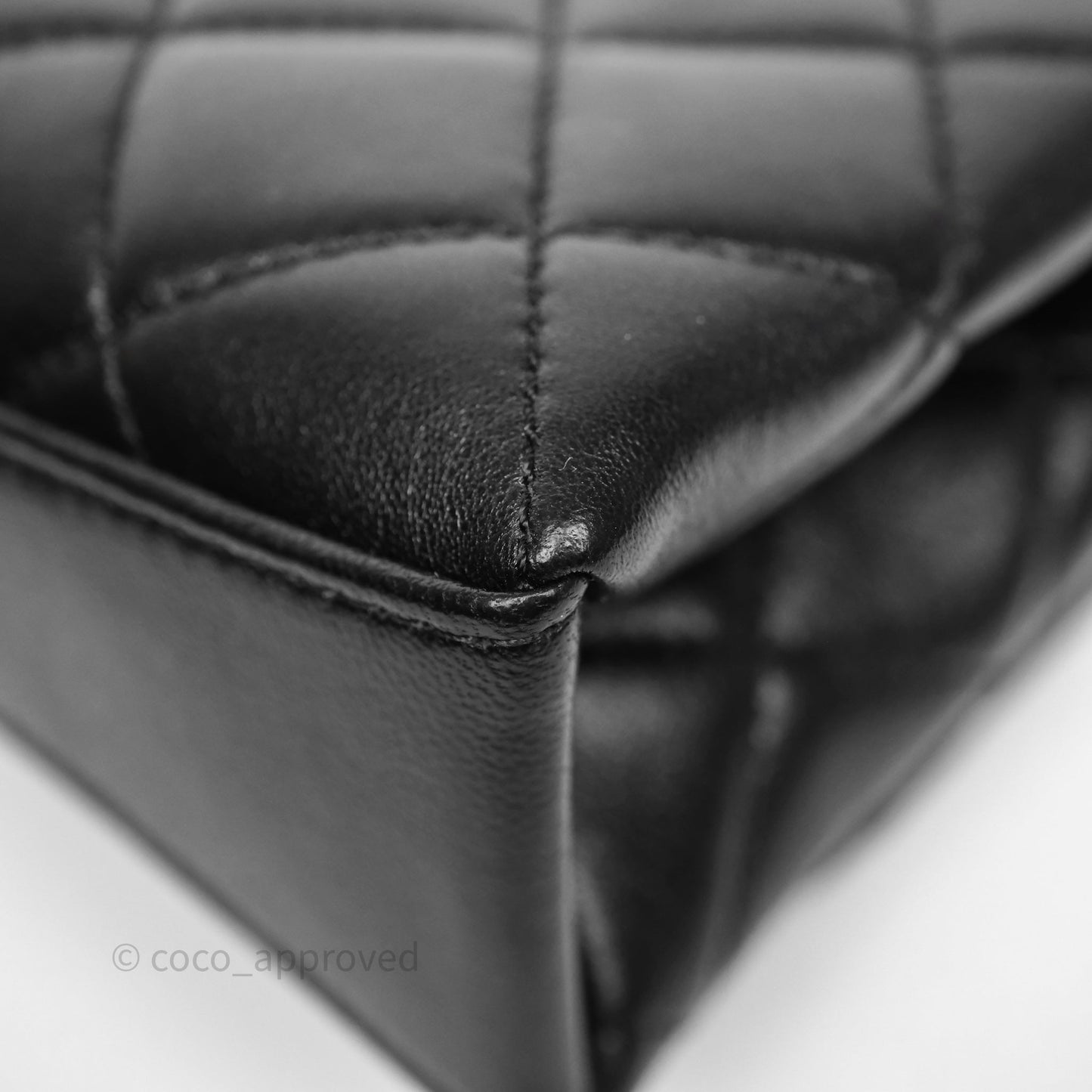 Chanel Mini Quilted Flap Bag with Pearl Top Handle Black Lambskin Aged Gold Hardware 24A