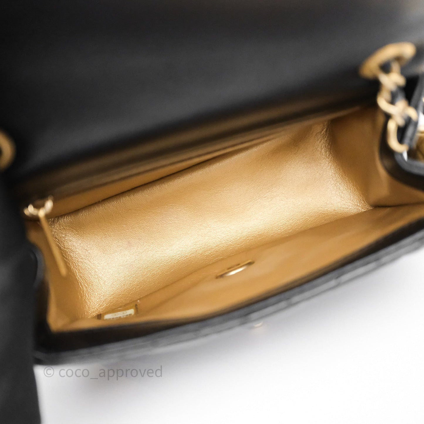 Chanel Pearl Crush Mini Square Quilted Black Lambskin Aged Gold Hardware