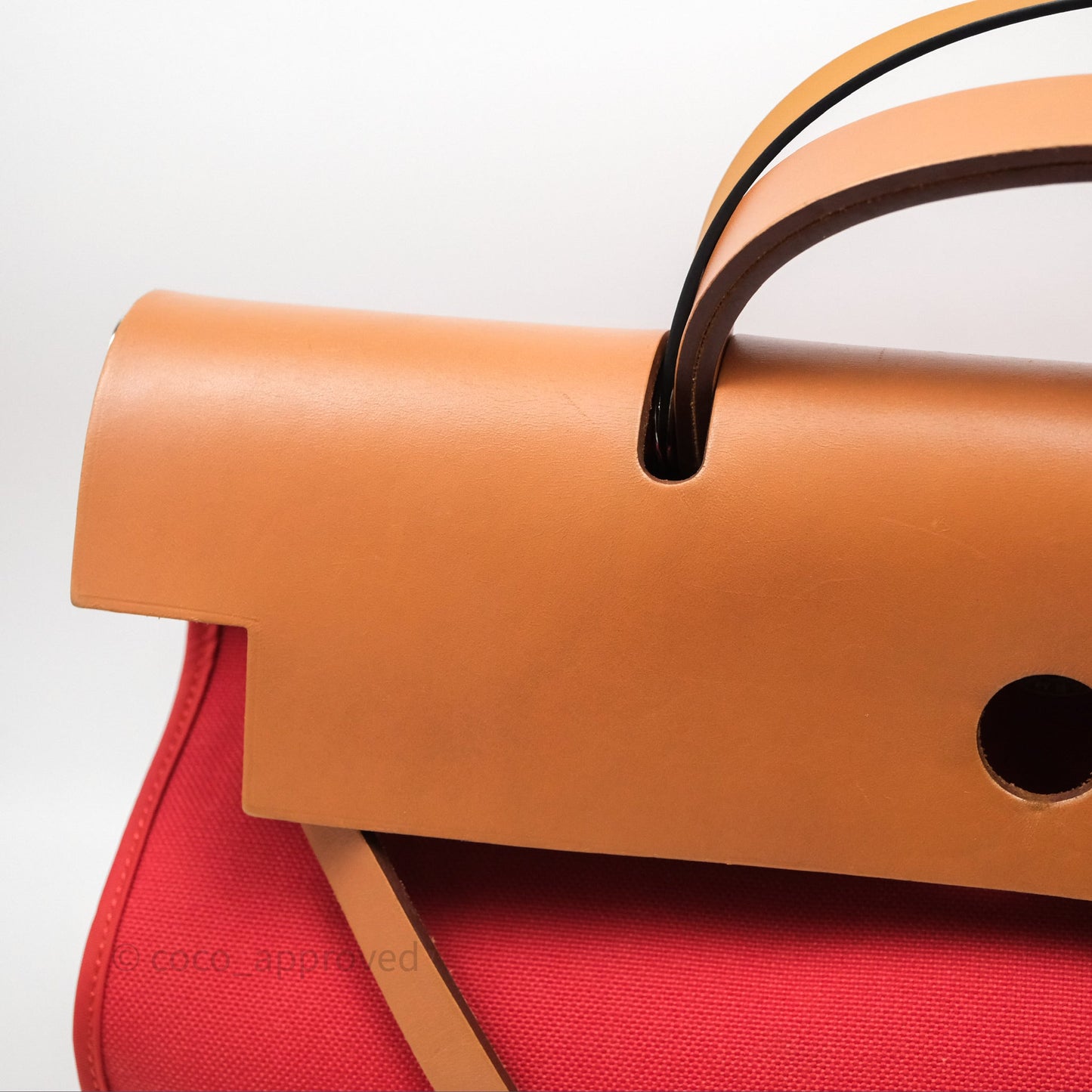Hermès Herbag Zip 39 Red/Natural Canvas Palladium Hardware