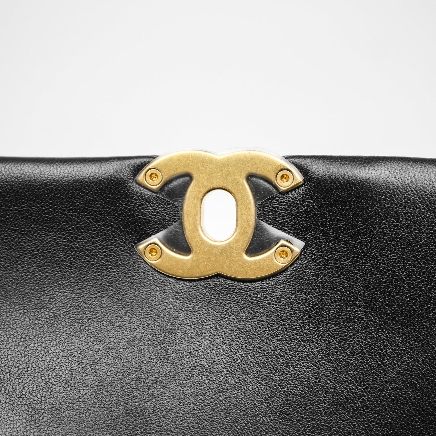 Chanel Mini Quilted Flap Bag with Pearl Top Handle Black Lambskin Aged Gold Hardware 24A