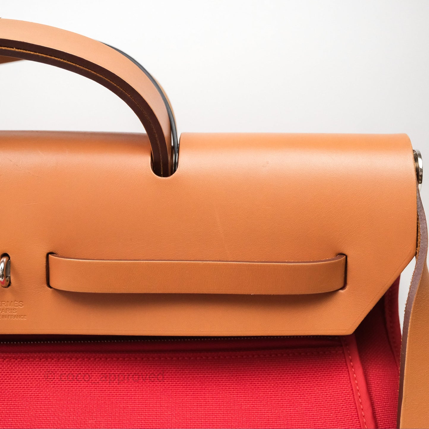 Hermès Herbag Zip 39 Red/Natural Canvas Palladium Hardware