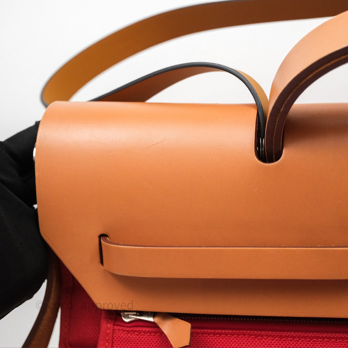 Hermès Herbag Zip 39 Red/Natural Canvas Palladium Hardware