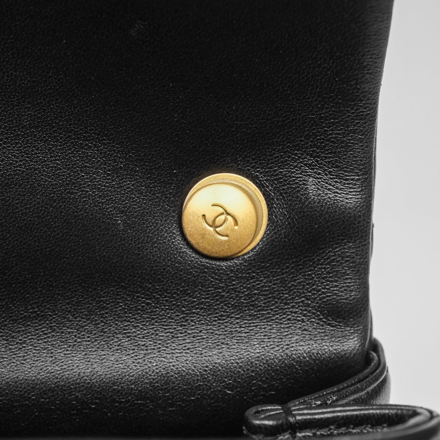 Chanel Mini Quilted Flap Bag with Pearl Top Handle Black Lambskin Aged Gold Hardware 24A