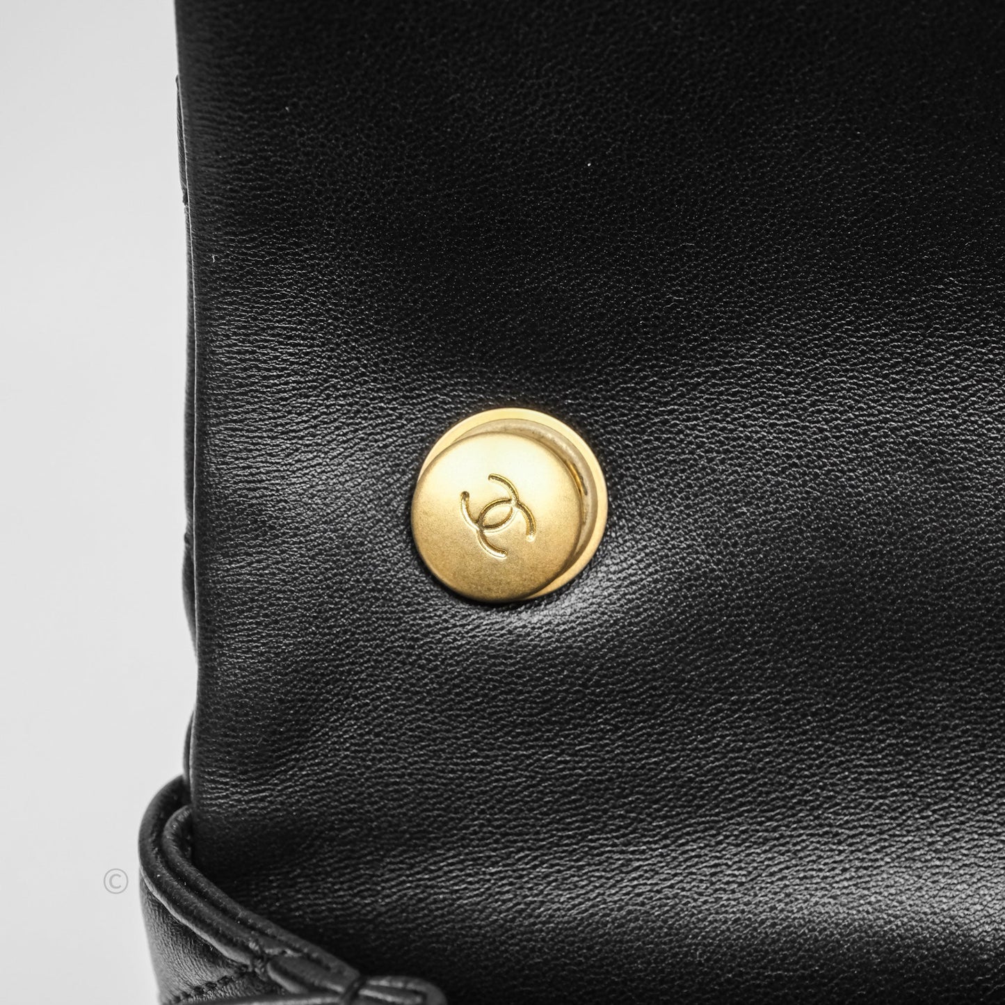 Chanel Mini Quilted Flap Bag with Pearl Top Handle Black Lambskin Aged Gold Hardware 24A