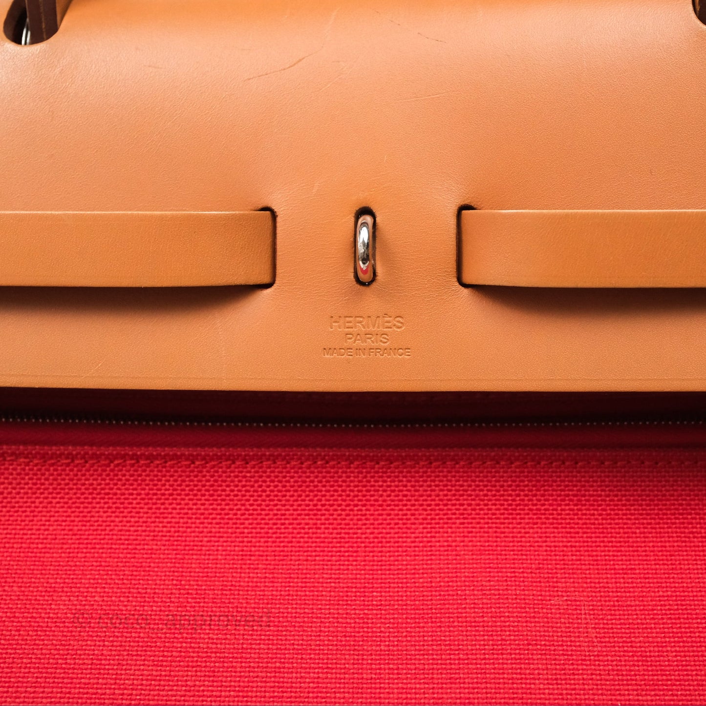 Hermès Herbag Zip 39 Red/Natural Canvas Palladium Hardware