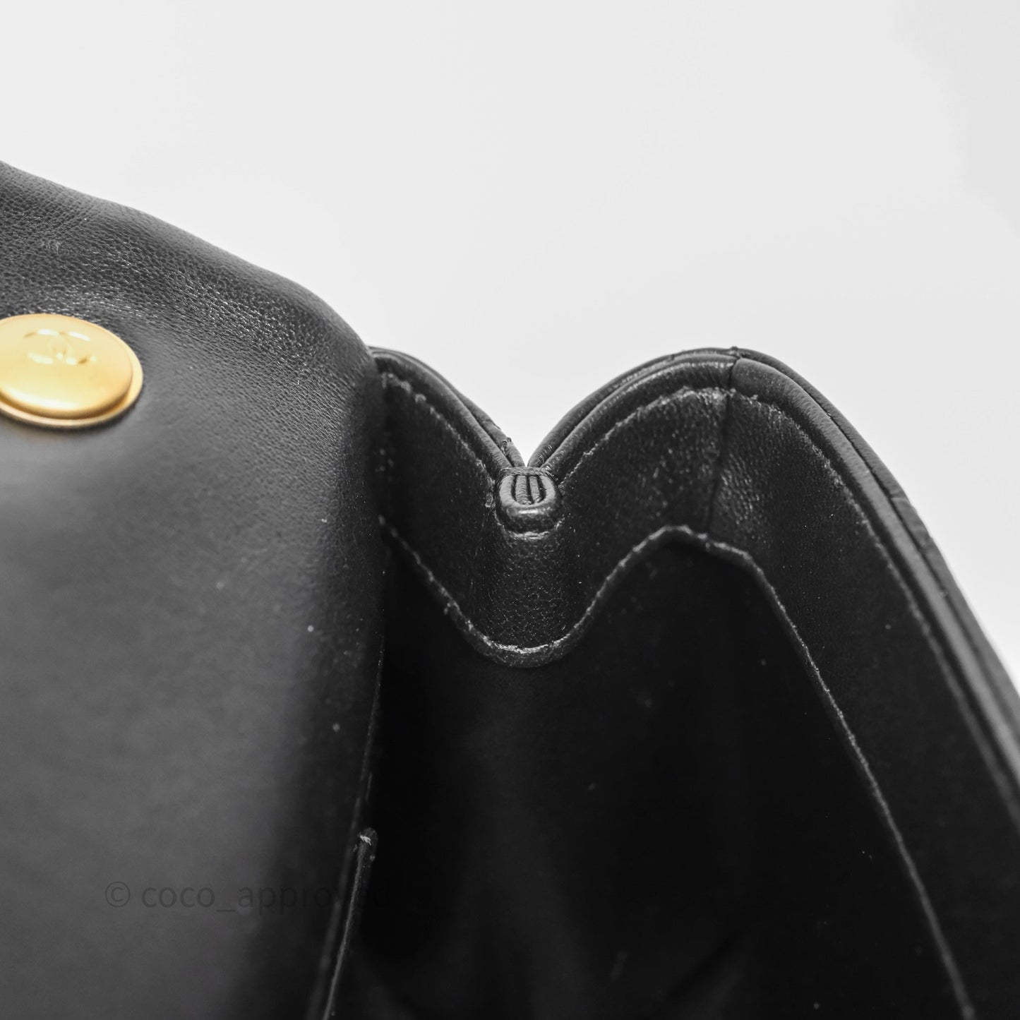Chanel Mini Quilted Flap Bag with Pearl Top Handle Black Lambskin Aged Gold Hardware 24A