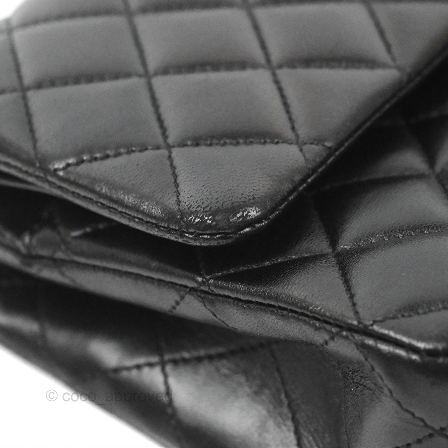 Chanel Classic M/L Medium Flap Quilted Black Lambskin Silver Hardware