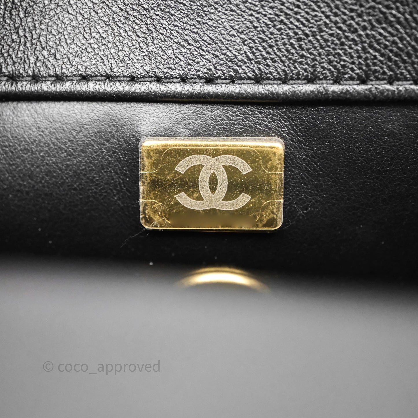 Chanel Mini Quilted Flap Bag with Pearl Top Handle Black Lambskin Aged Gold Hardware 24A