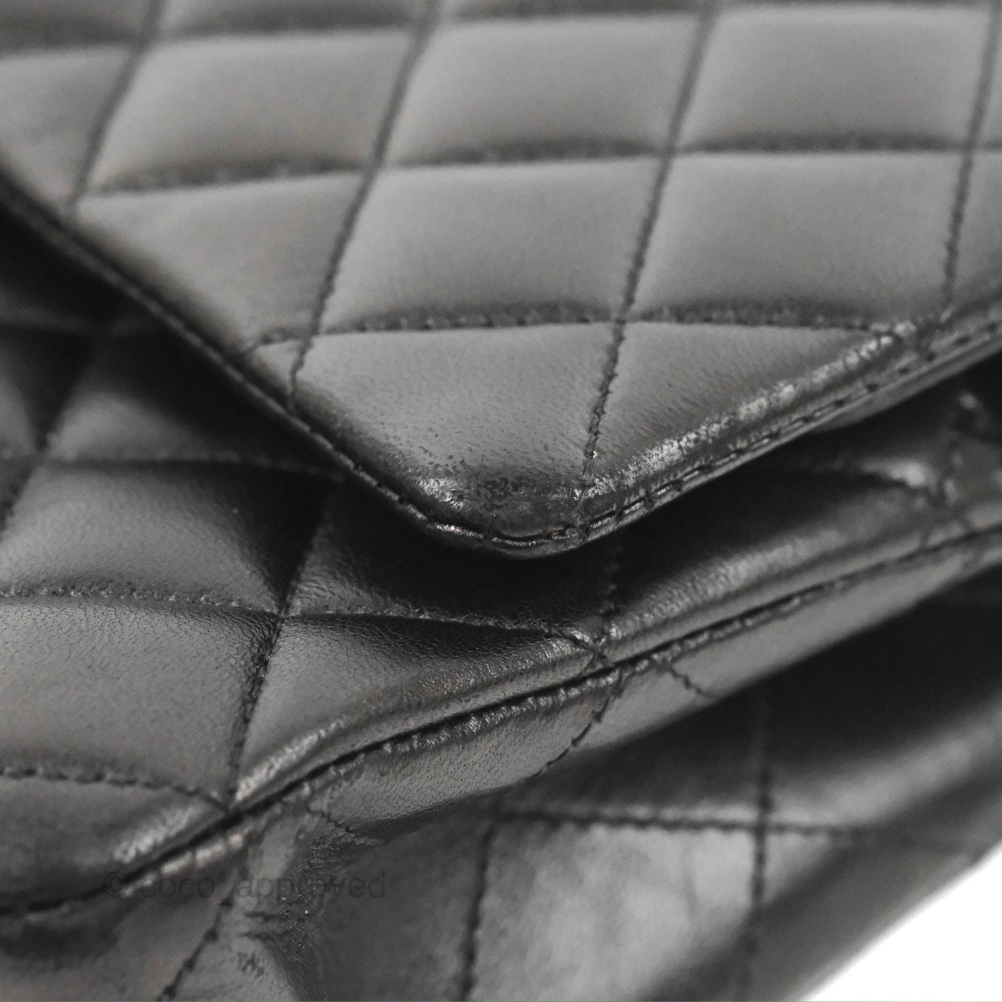 Chanel Classic M/L Medium Flap Quilted Black Lambskin Silver Hardware