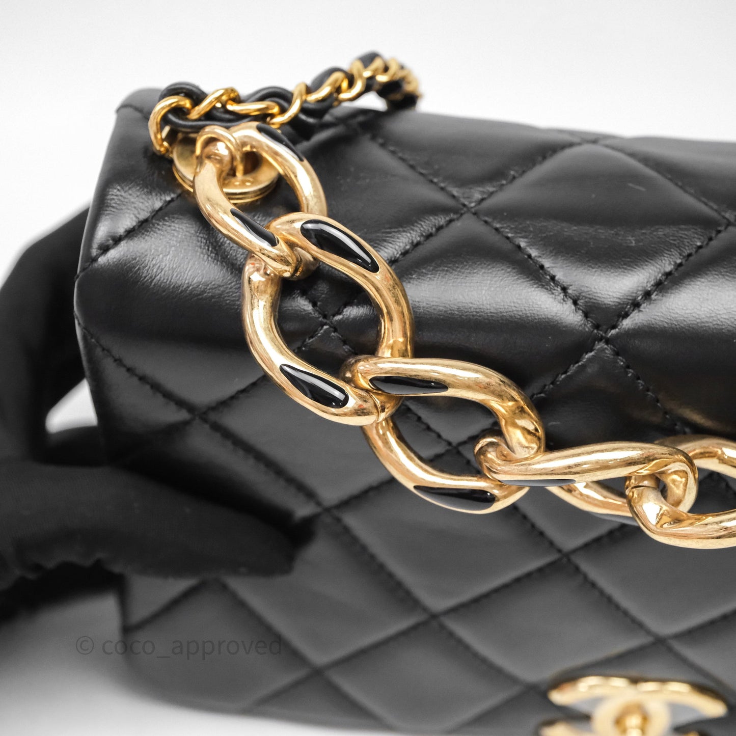 Chanel Quilted Color Match Flap Black Lambskin Gold Hardware