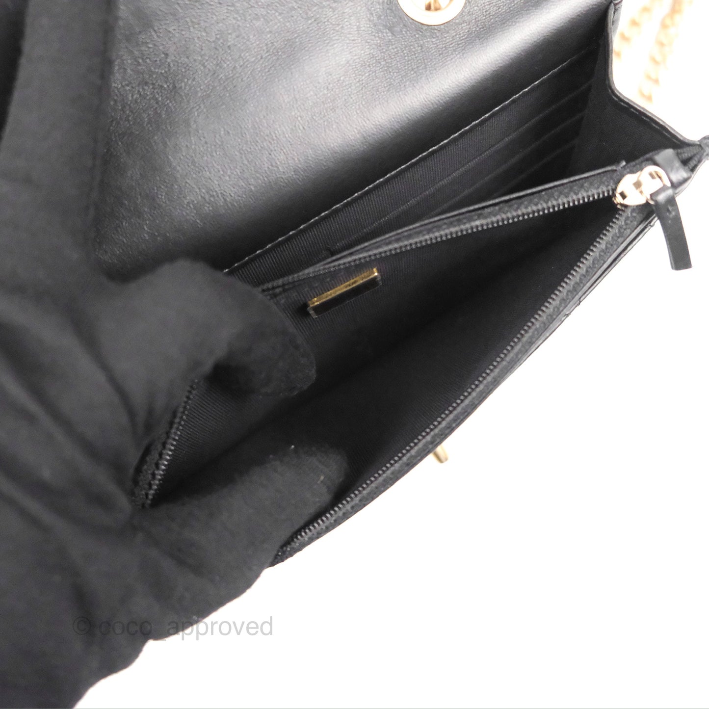 Chanel Quilted Wallet on Chain WOC Adjustable Chain Black Lambskin 22K
