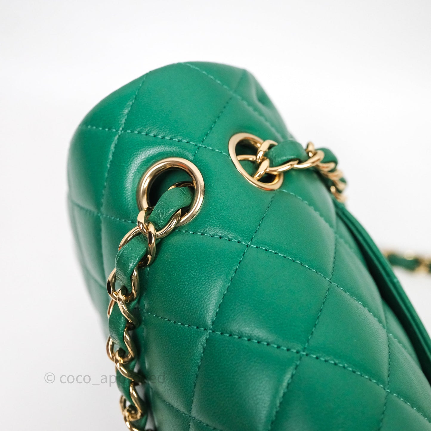 Chanel Classic M/L Medium Flap Quilted Green Lambskin Gold Hardware