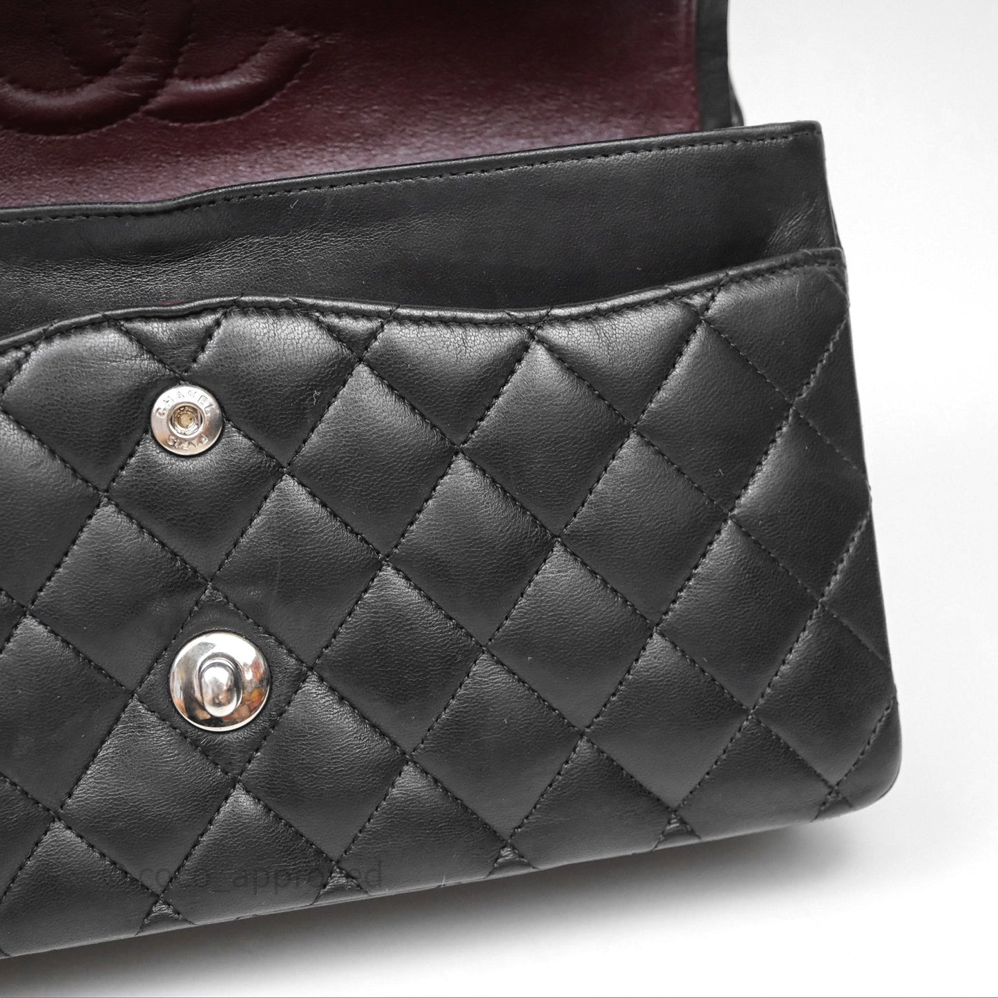 Chanel Classic M/L Medium Flap Quilted Black Lambskin Silver Hardware