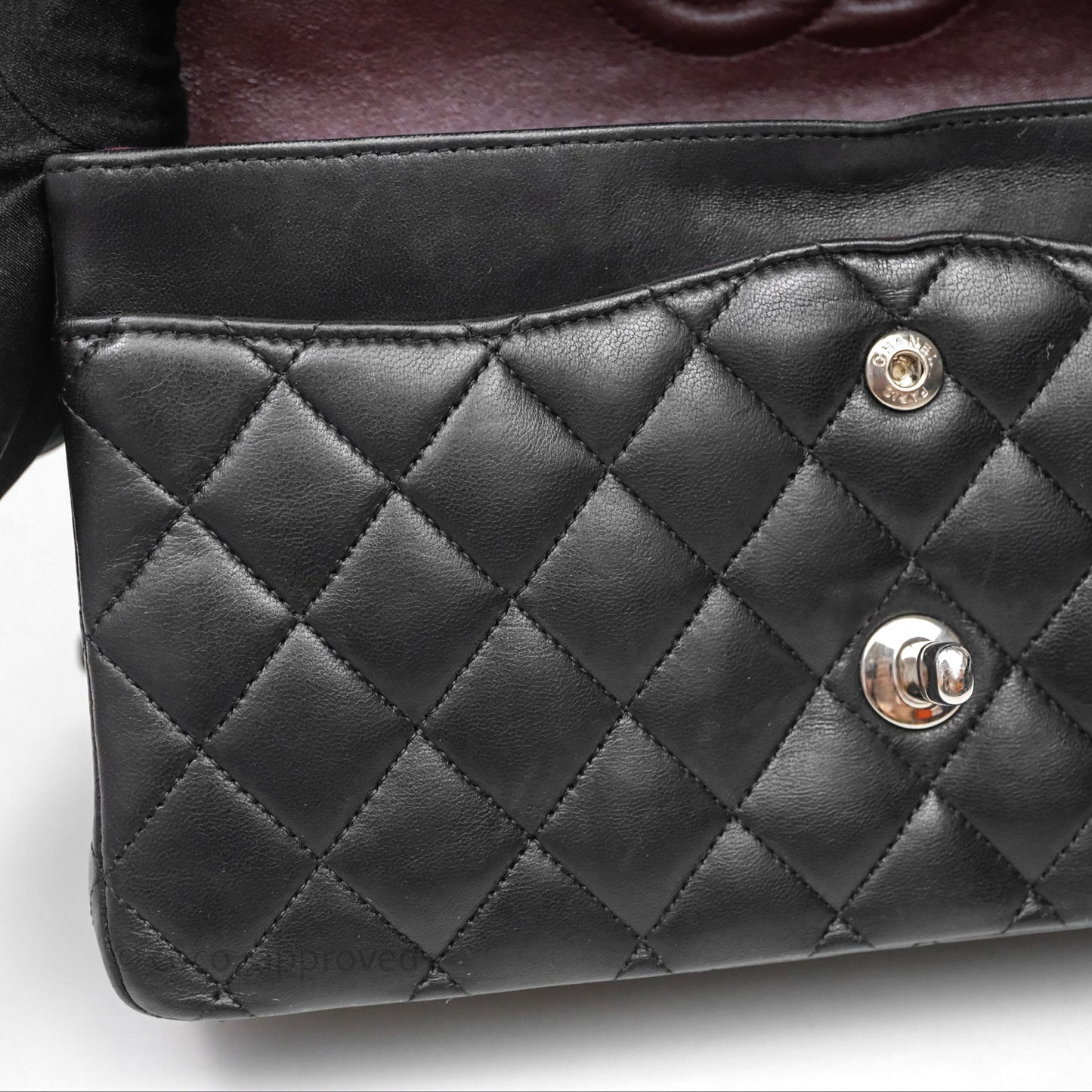 Chanel Classic M/L Medium Flap Quilted Black Lambskin Silver Hardware