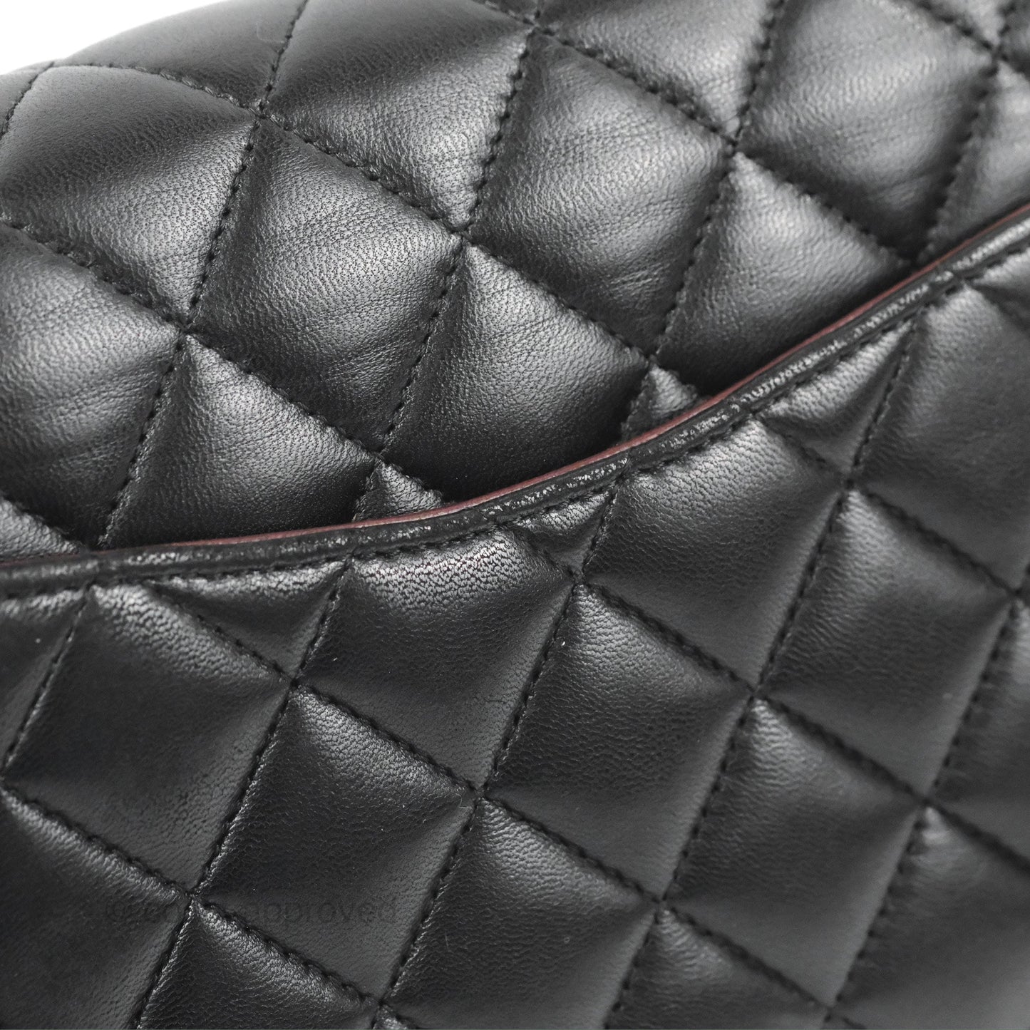Chanel Classic M/L Medium Flap Quilted Black Lambskin Silver Hardware