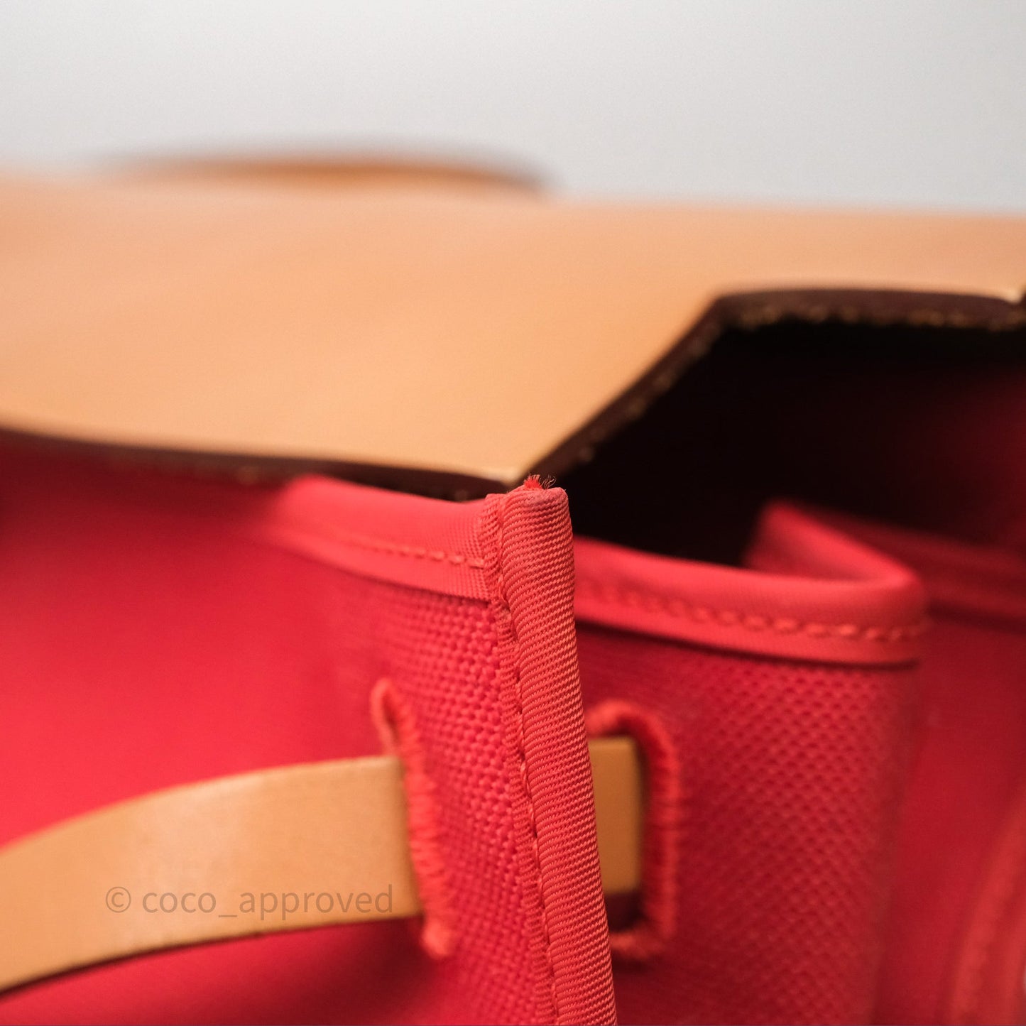 Hermès Herbag Zip 39 Red/Natural Canvas Palladium Hardware