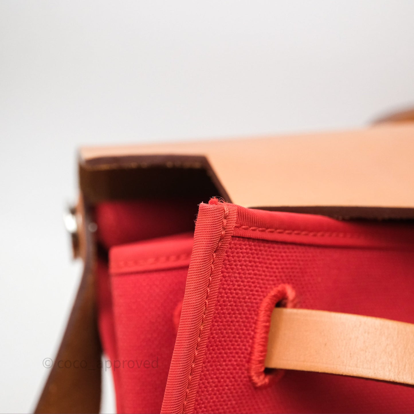 Hermès Herbag Zip 39 Red/Natural Canvas Palladium Hardware