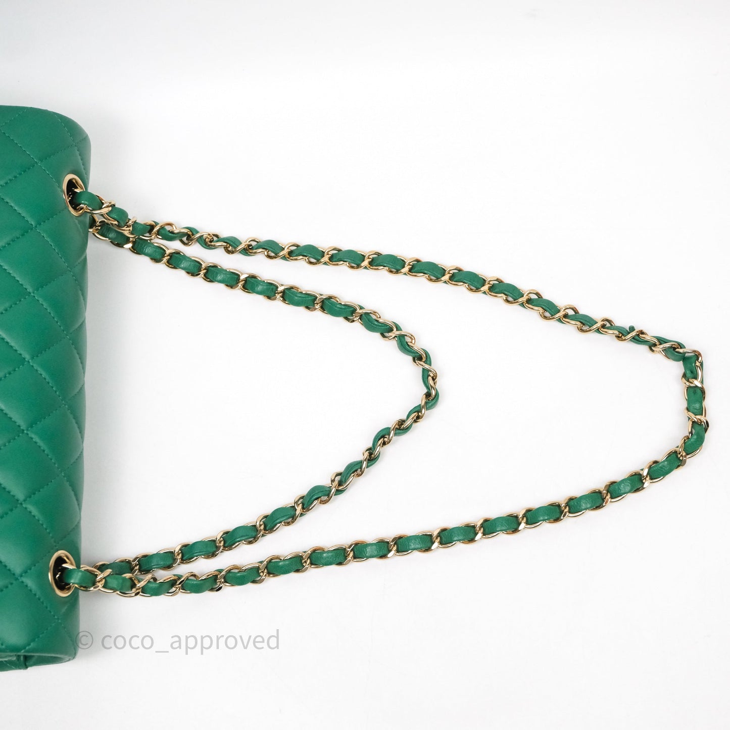 Chanel Classic M/L Medium Flap Quilted Green Lambskin Gold Hardware