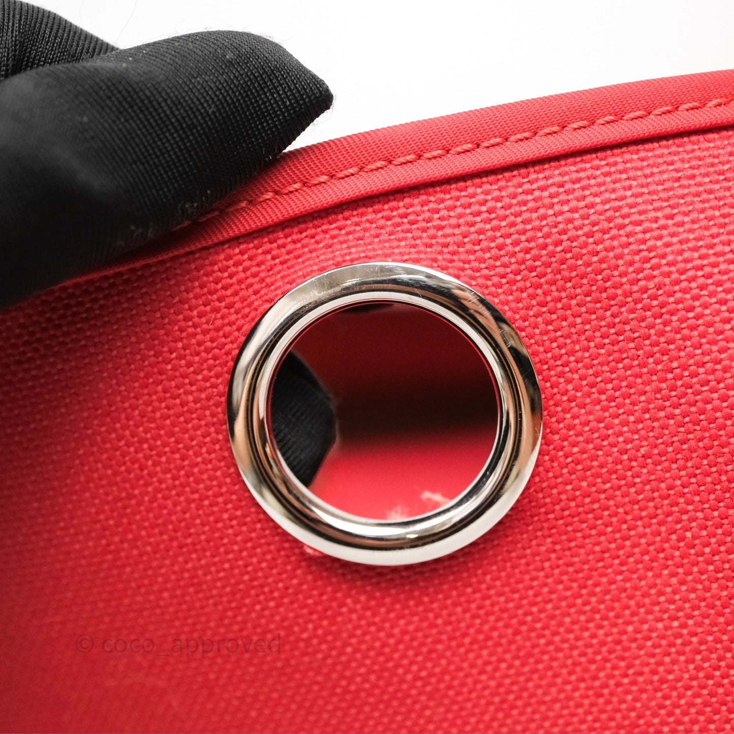 Hermès Herbag Zip 39 Red/Natural Canvas Palladium Hardware