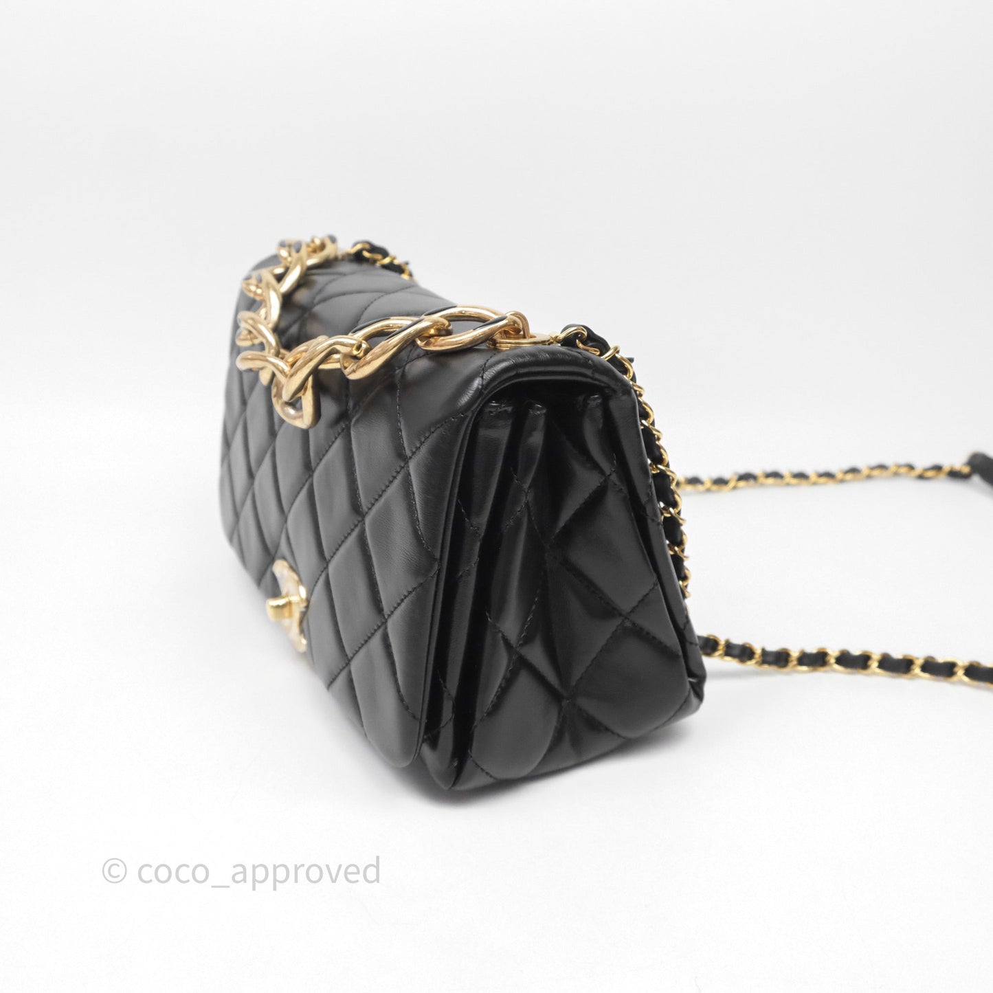 Chanel Quilted Color Match Flap Black Lambskin Gold Hardware