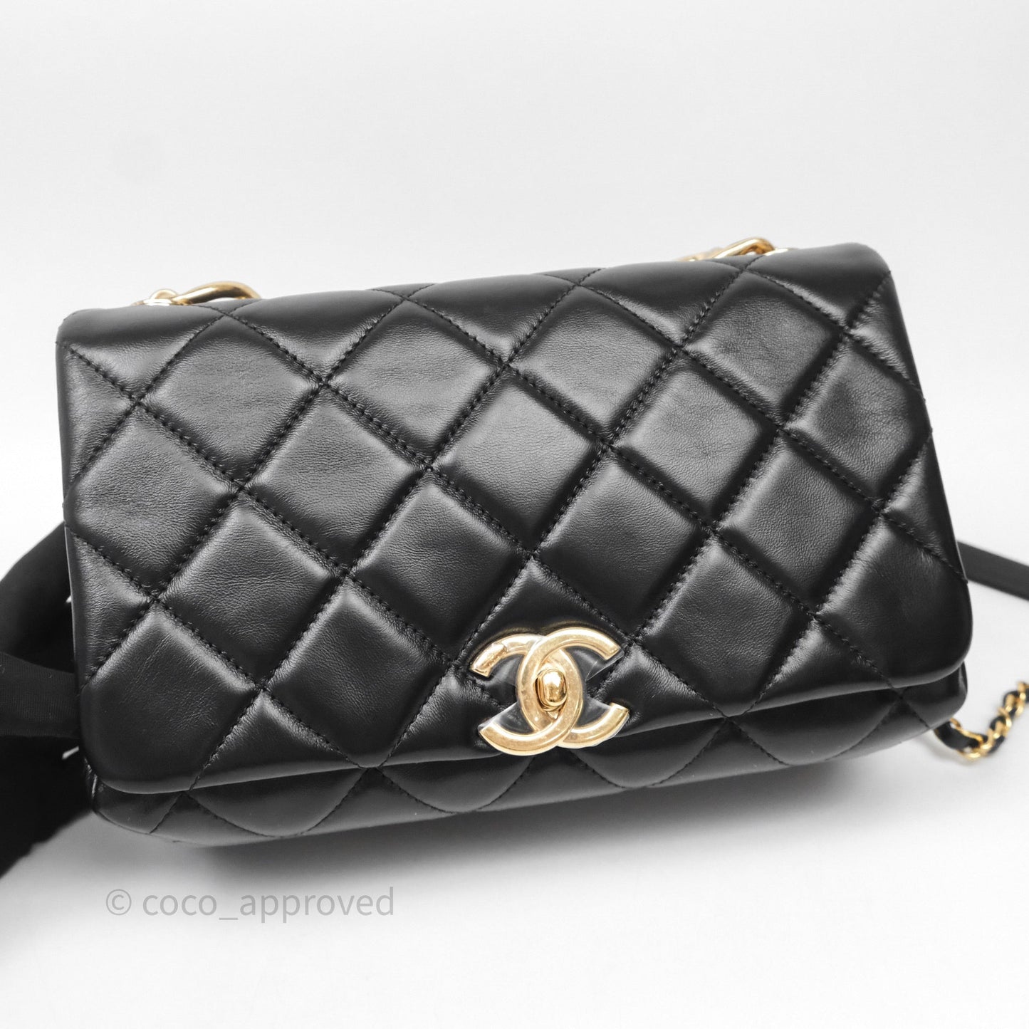 Chanel Quilted Color Match Flap Black Lambskin Gold Hardware