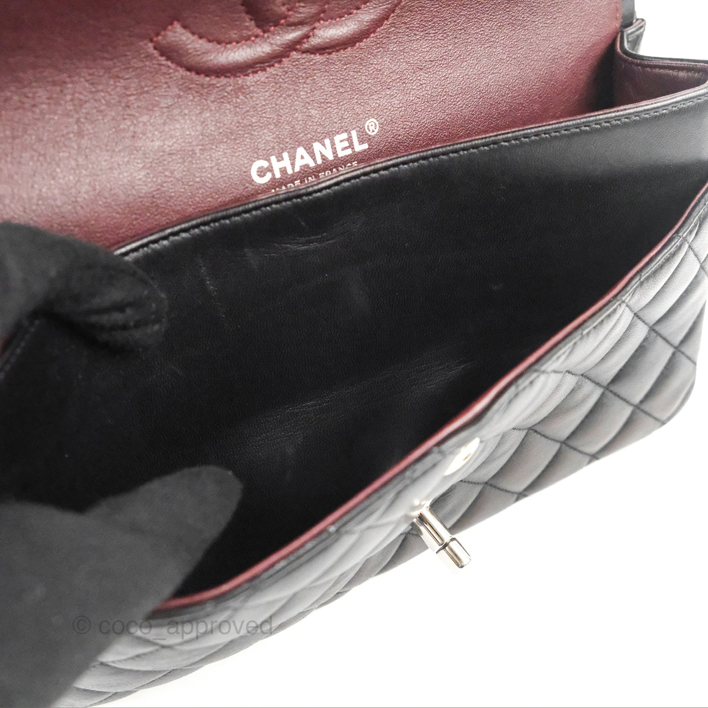 Chanel Classic M/L Medium Flap Quilted Black Lambskin Silver Hardware