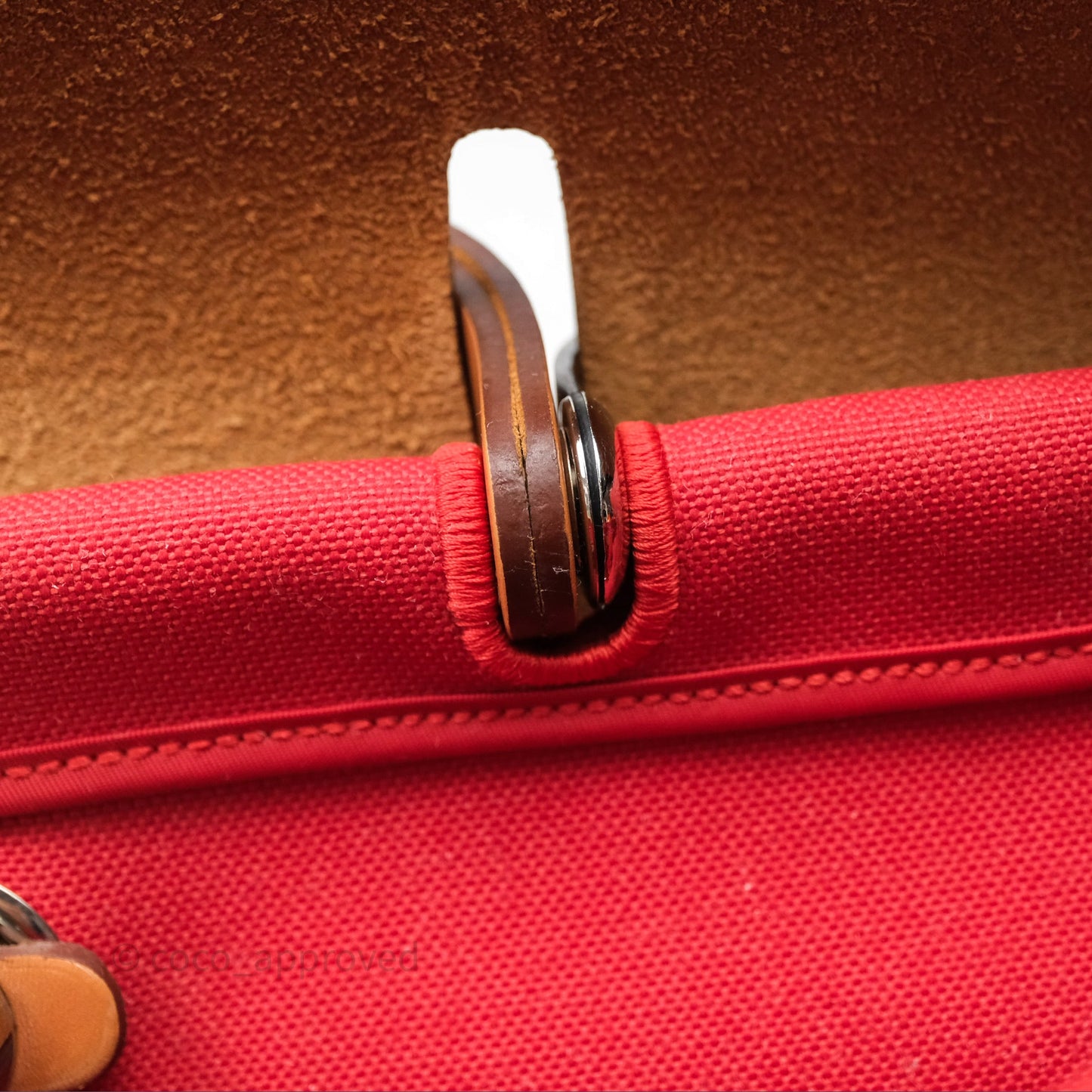Hermès Herbag Zip 39 Red/Natural Canvas Palladium Hardware