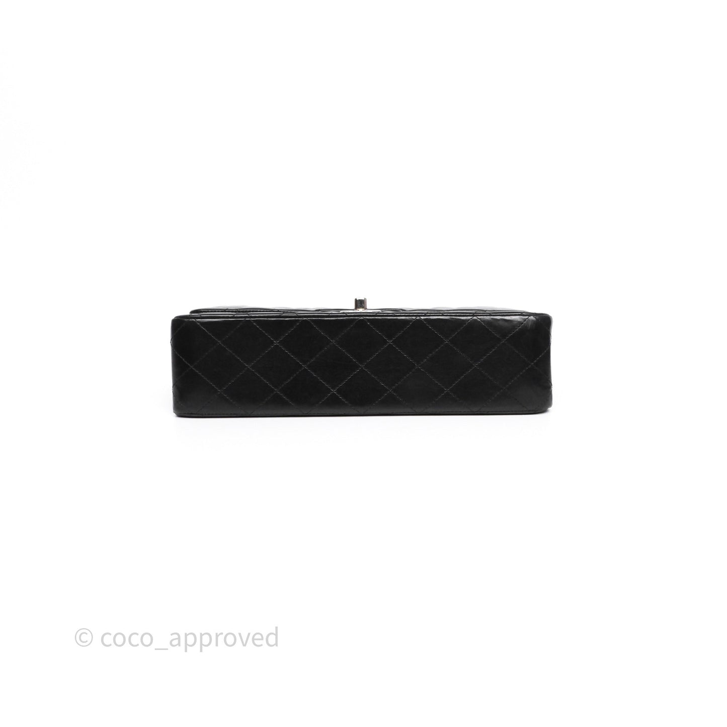 Chanel Classic M/L Medium Flap Quilted Black Lambskin Silver Hardware