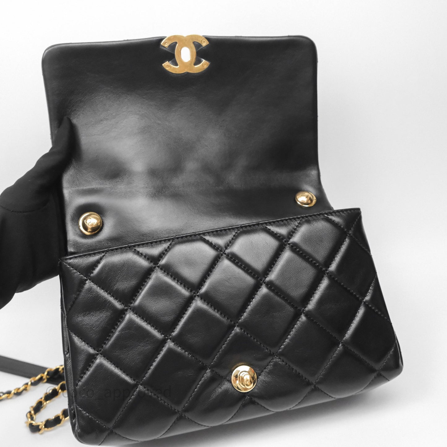 Chanel Quilted Color Match Flap Black Lambskin Gold Hardware