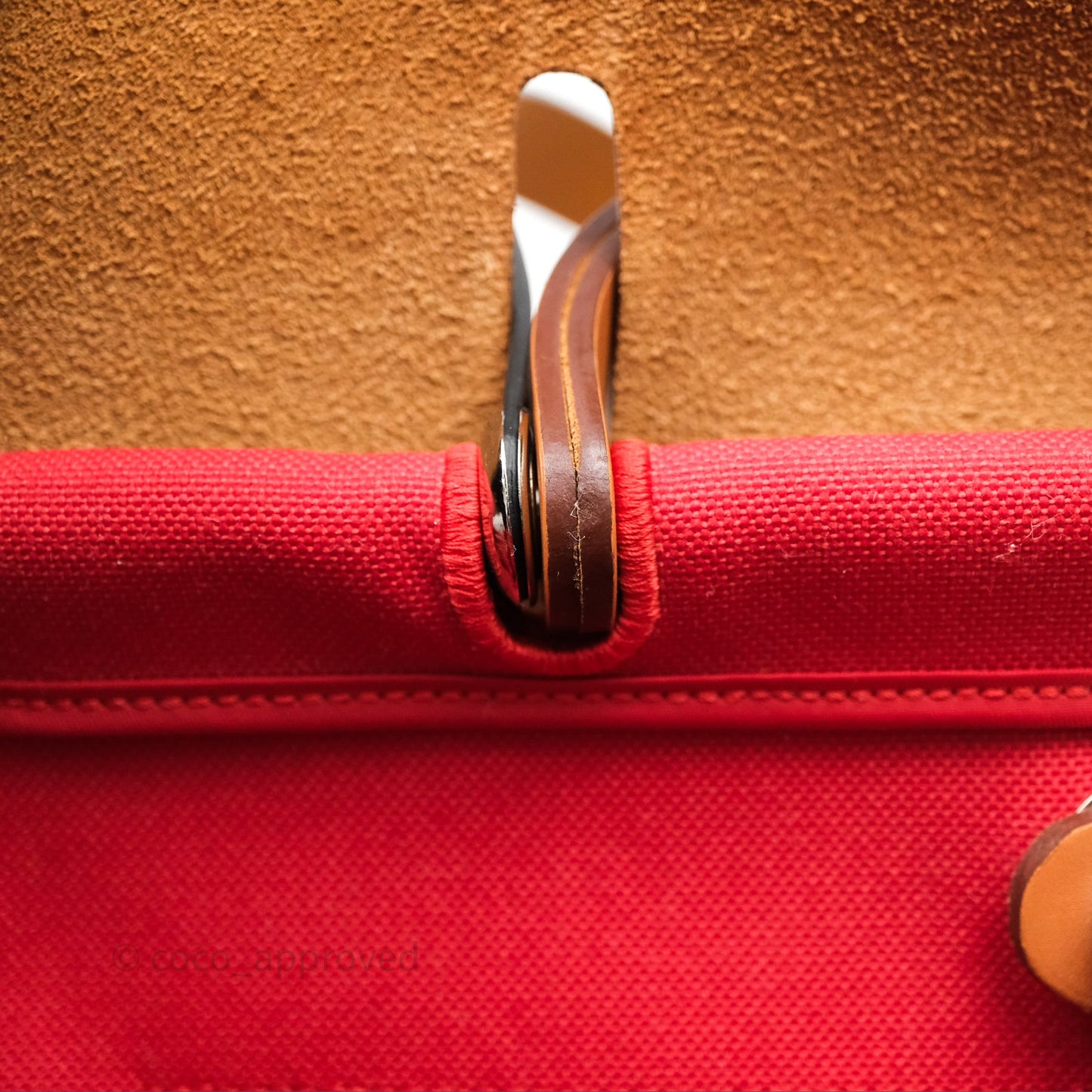 Hermès Herbag Zip 39 Red/Natural Canvas Palladium Hardware