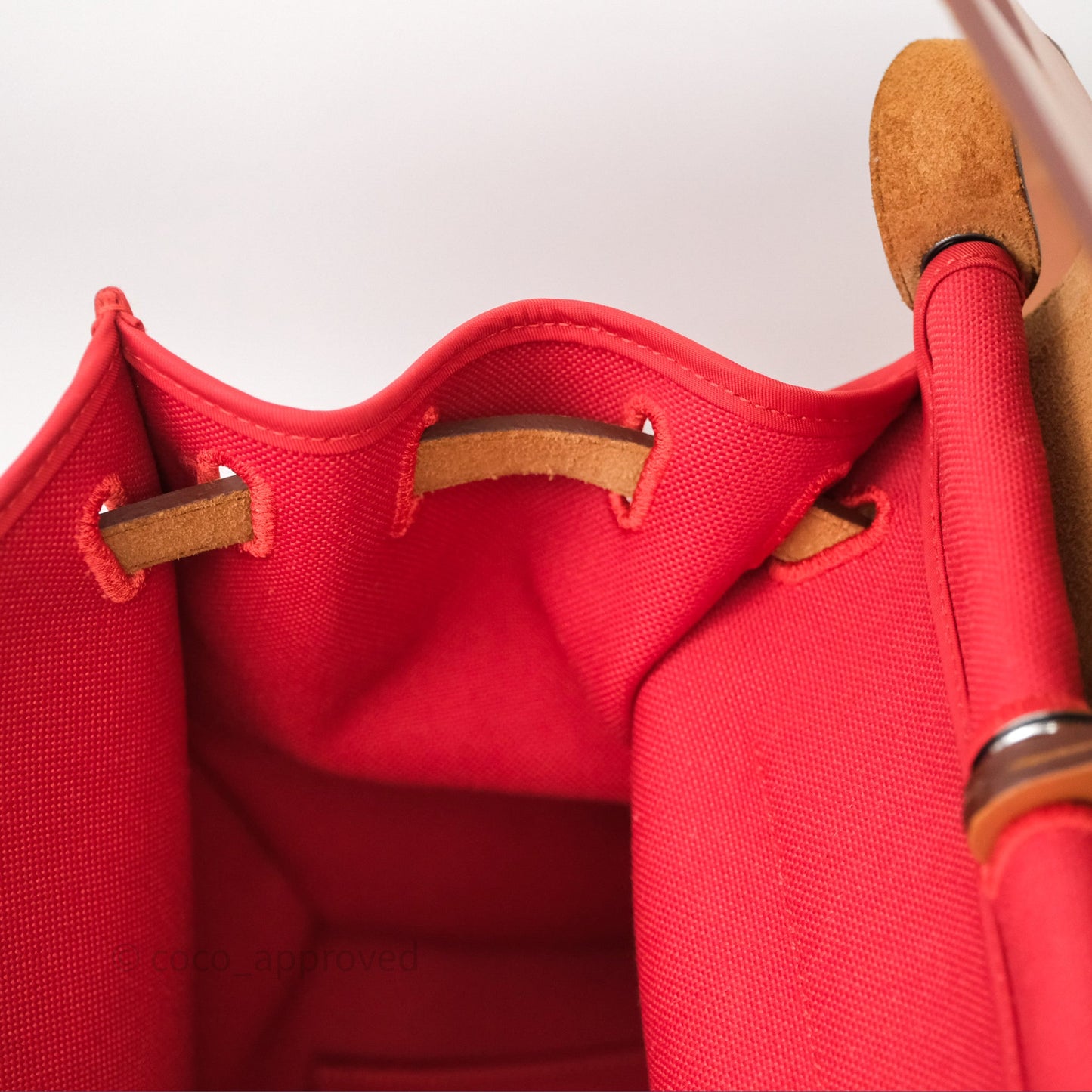 Hermès Herbag Zip 39 Red/Natural Canvas Palladium Hardware