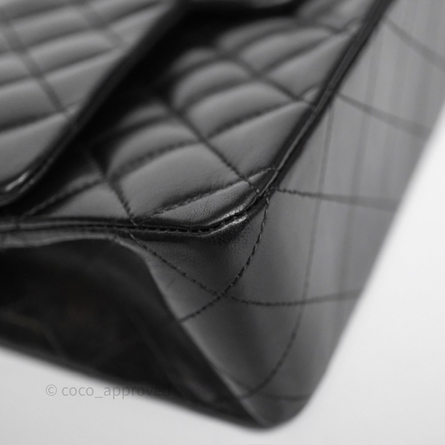 Chanel Classic M/L Medium Flap Quilted Black Lambskin Silver Hardware