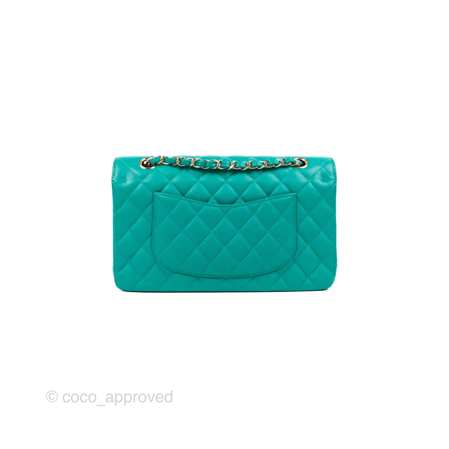 Chanel Classic M/L Medium Flap Quilted Green Caviar Gold Hardware