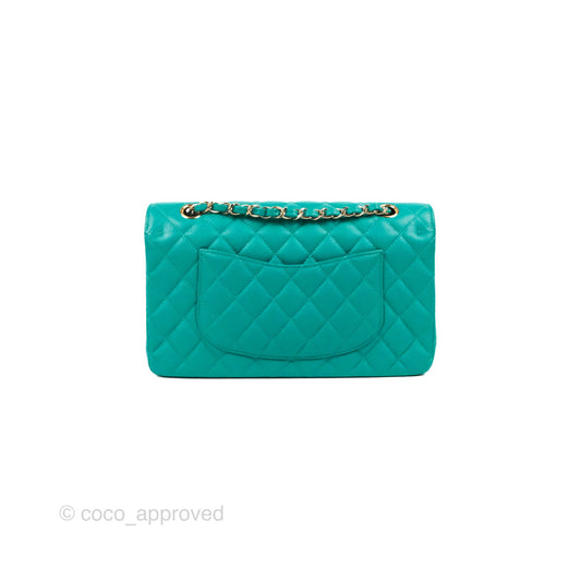 Chanel Classic M/L Medium Flap Quilted Green Caviar Gold Hardware