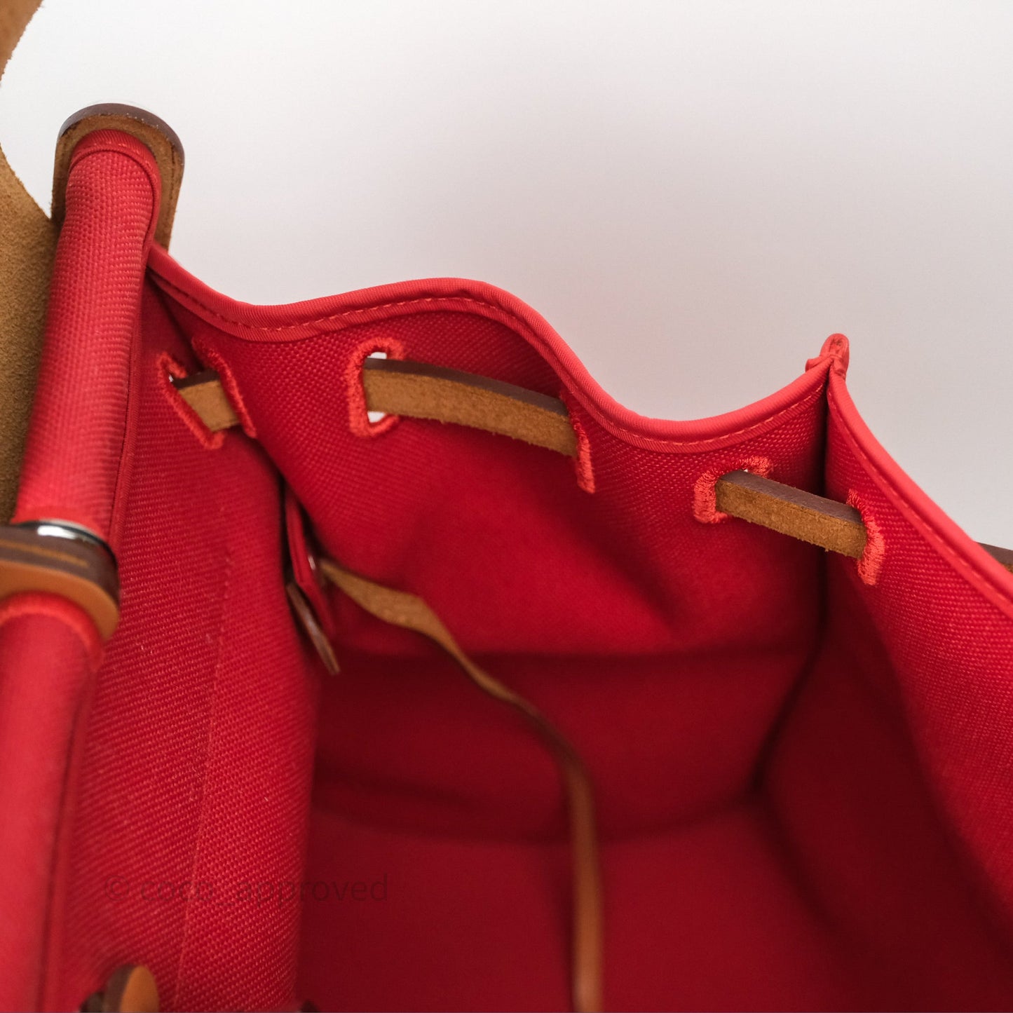 Hermès Herbag Zip 39 Red/Natural Canvas Palladium Hardware