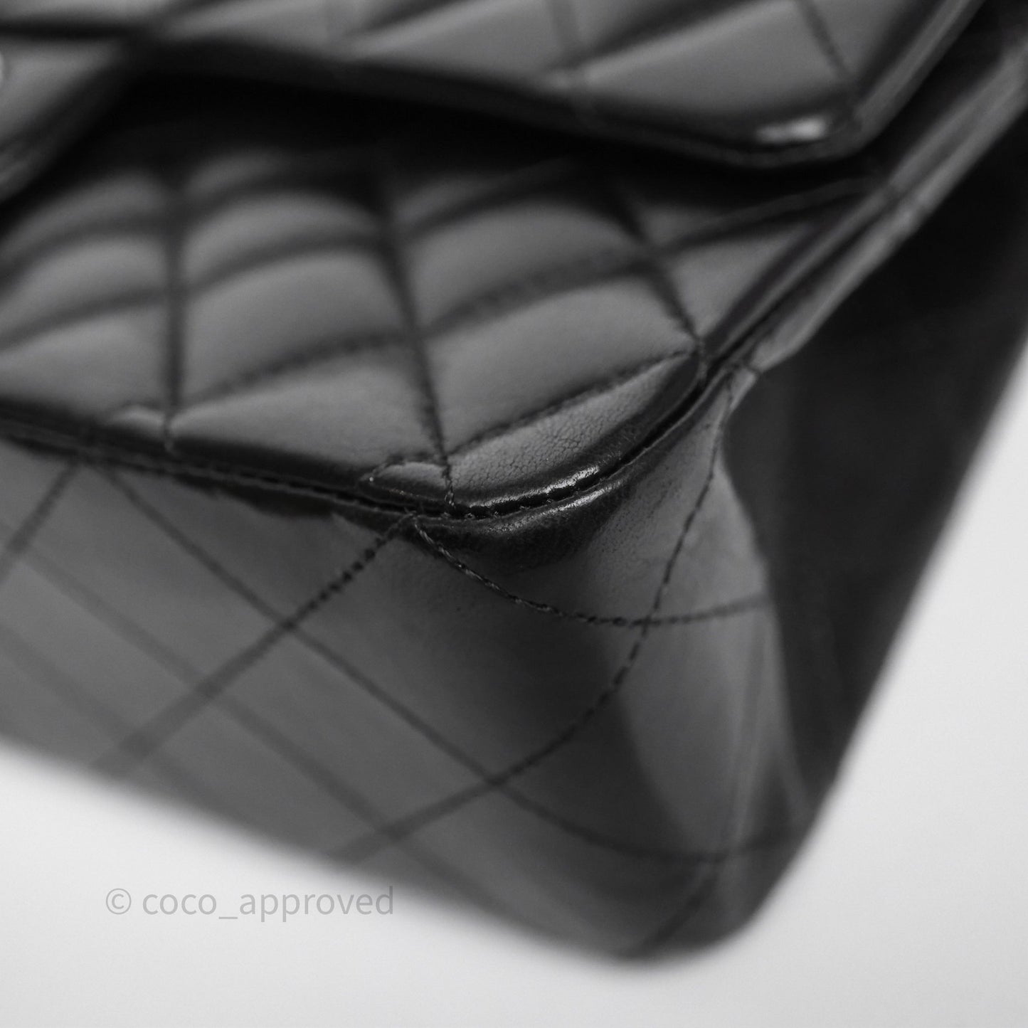 Chanel Classic M/L Medium Flap Quilted Black Lambskin Silver Hardware