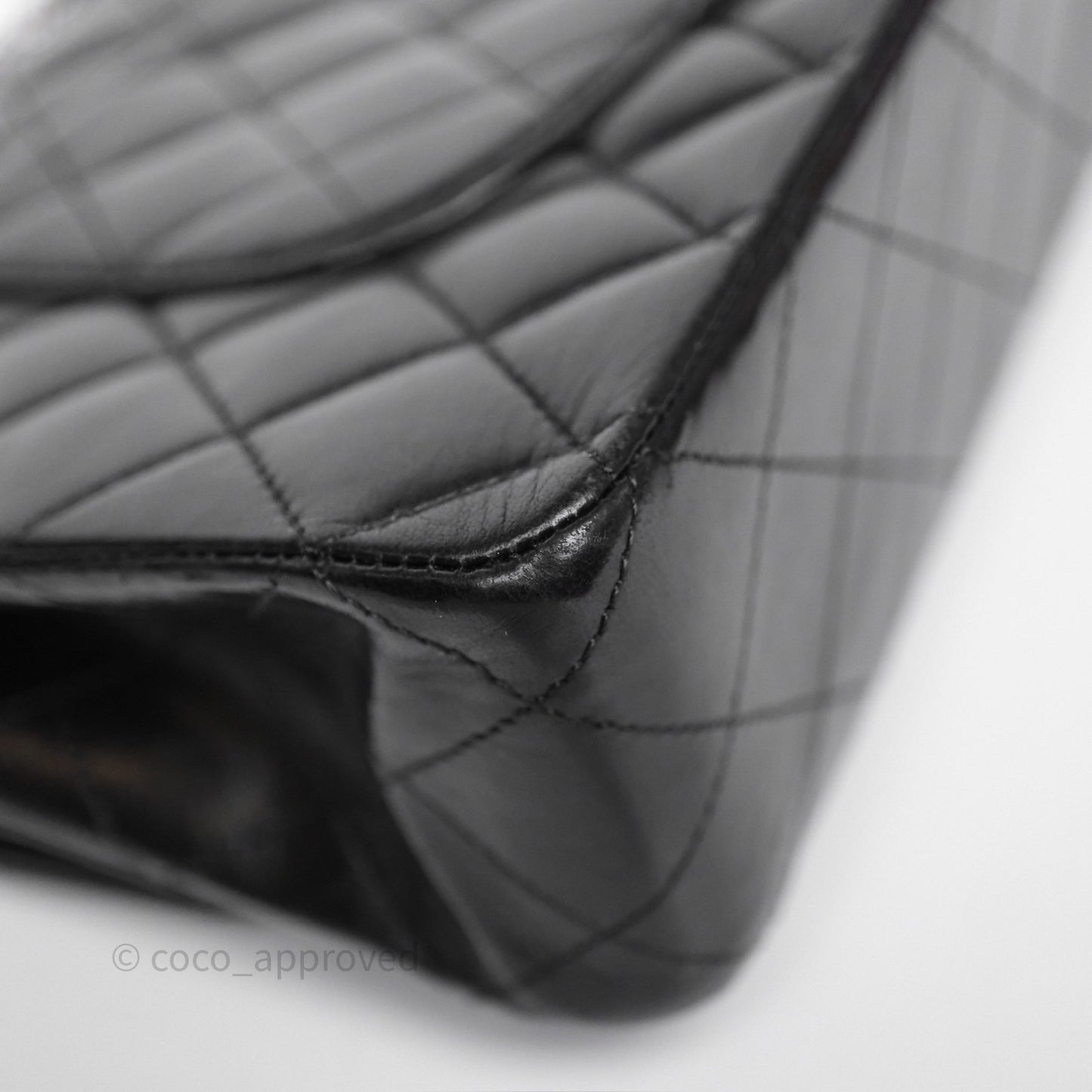 Chanel Classic M/L Medium Flap Quilted Black Lambskin Silver Hardware